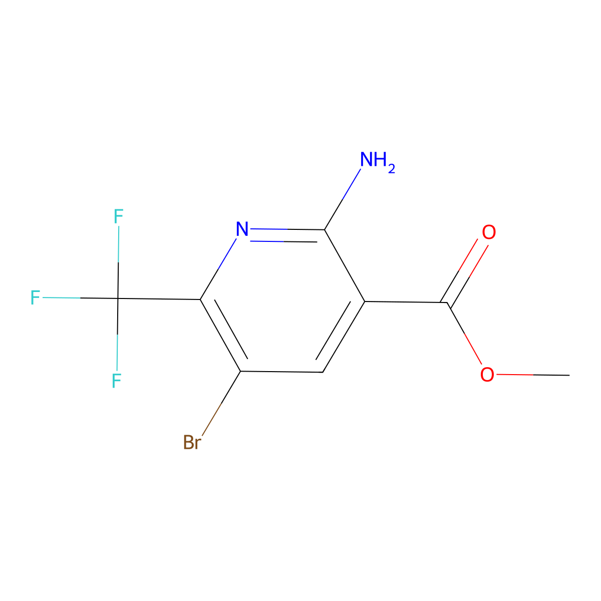 Methyl 2-amino-5-bromo-6-(trifluoromethyl)pyridine-3-carboxylate molecular structure, CAS 2225146-15-4