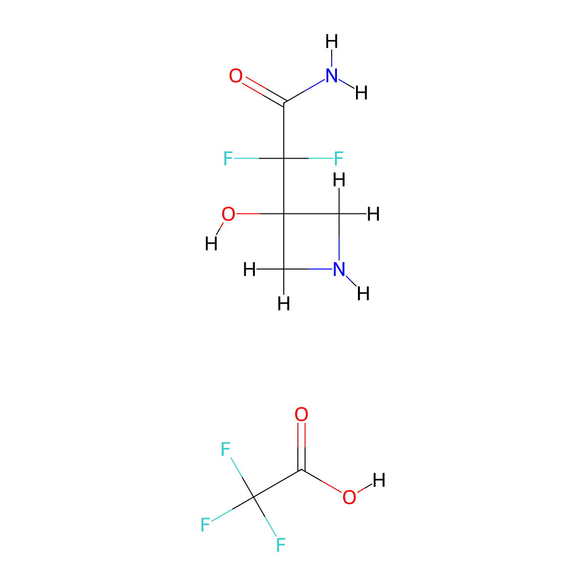 2,2-Difluoro-2-(3-hydroxyazetidin-3-yl)acetamide; trifluoroacetic acid molecular structure, CAS 2225146-19-8