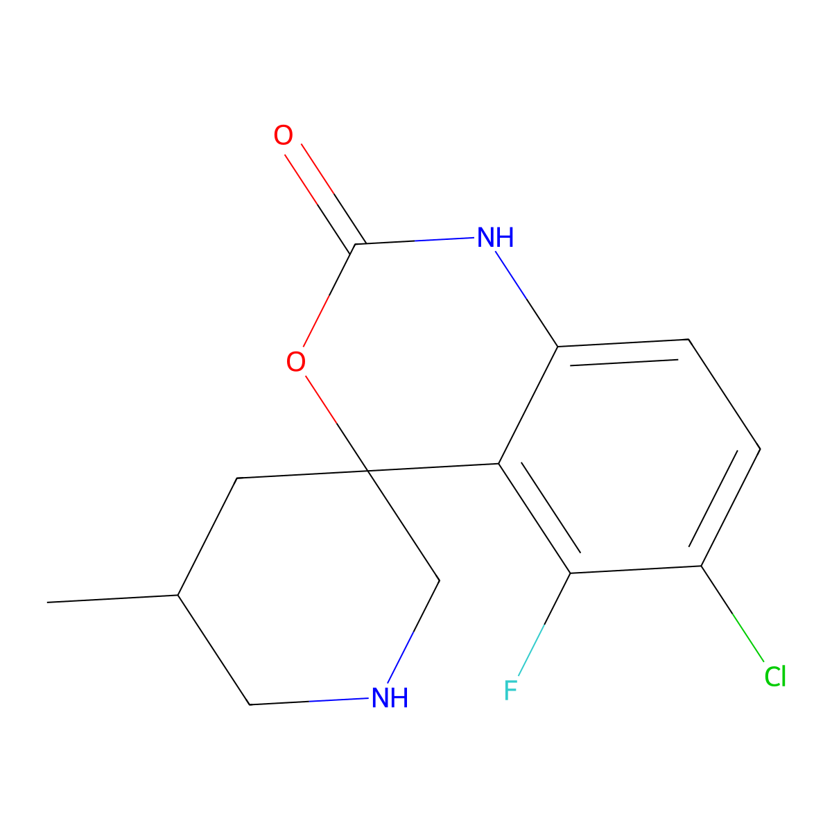 6-Chloro-5-fluoro-5'-methyl-1,2-dihydrospiro[3,1-benzoxazine-4,3'-piperidin]-2-one molecular structure, CAS 2225146-22-3