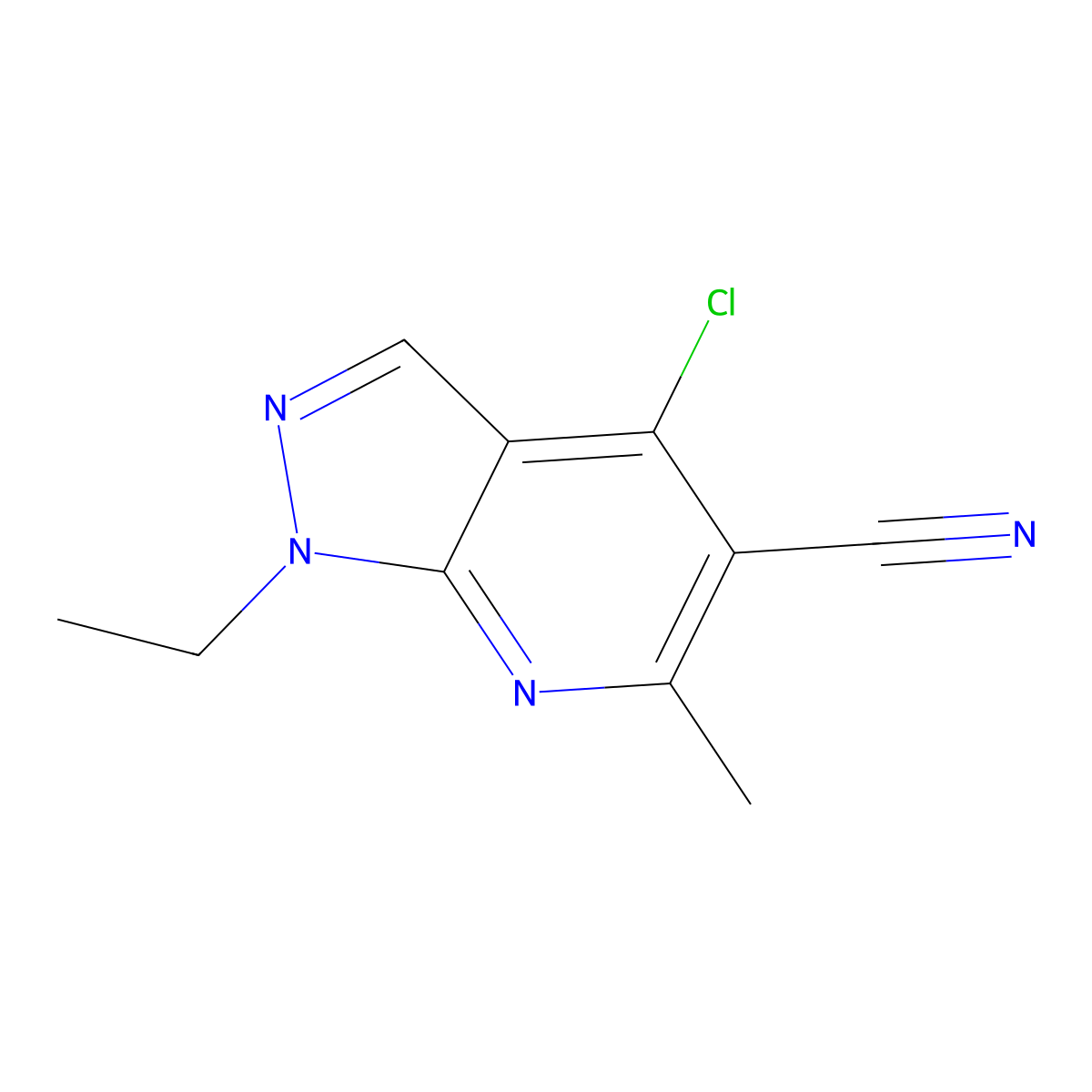 4-chloro-1-ethyl-6-methyl-1H-pyrazolo[3,4-b]pyridine-5-carbonitrile molecular structure, CAS 2225146-29-0
