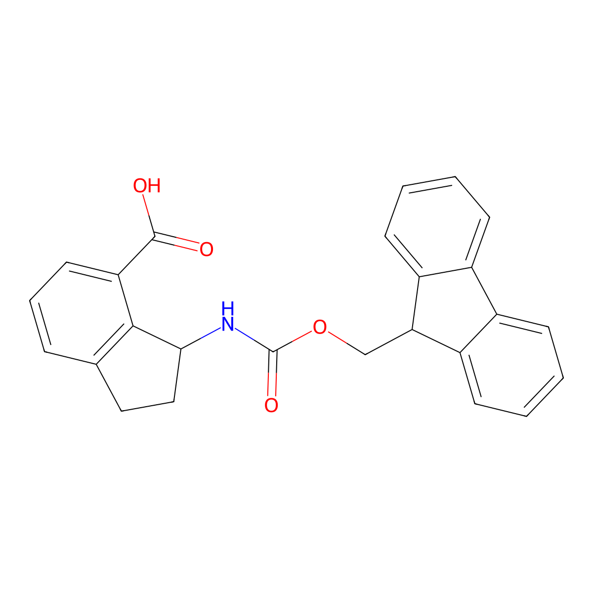 3-({[(9H-fluoren-9-yl)methoxy]carbonyl}amino)-2,3-dihydro-1H-indene-4-carboxylic acid molecular structure, CAS 2225146-32-5