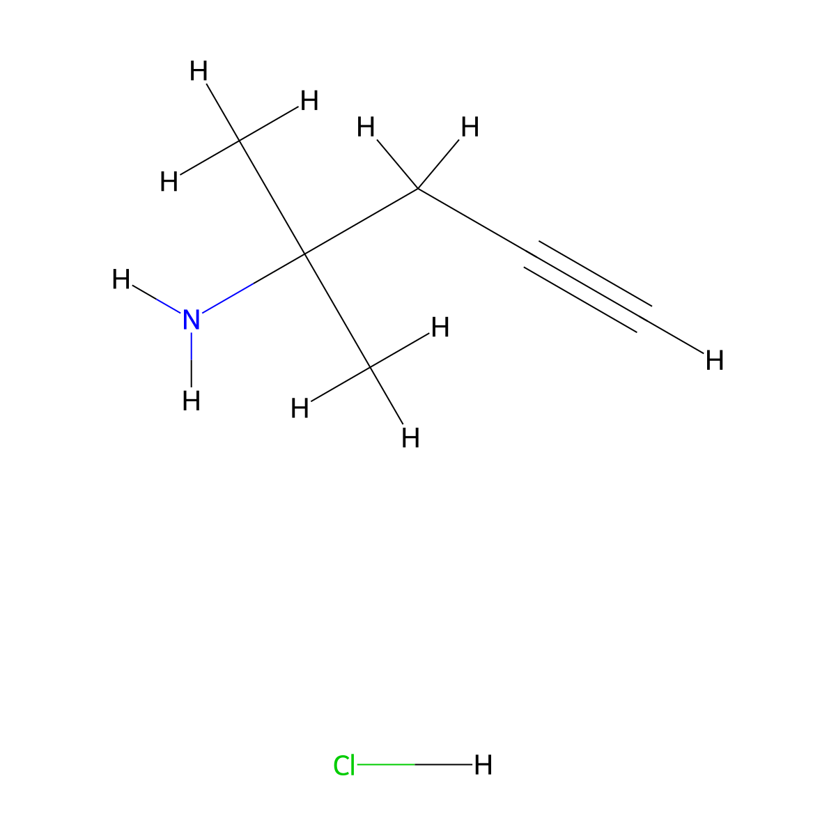 2-Methylpent-4-yn-2-amine hydrochloride molecular structure, CAS 2225146-33-6