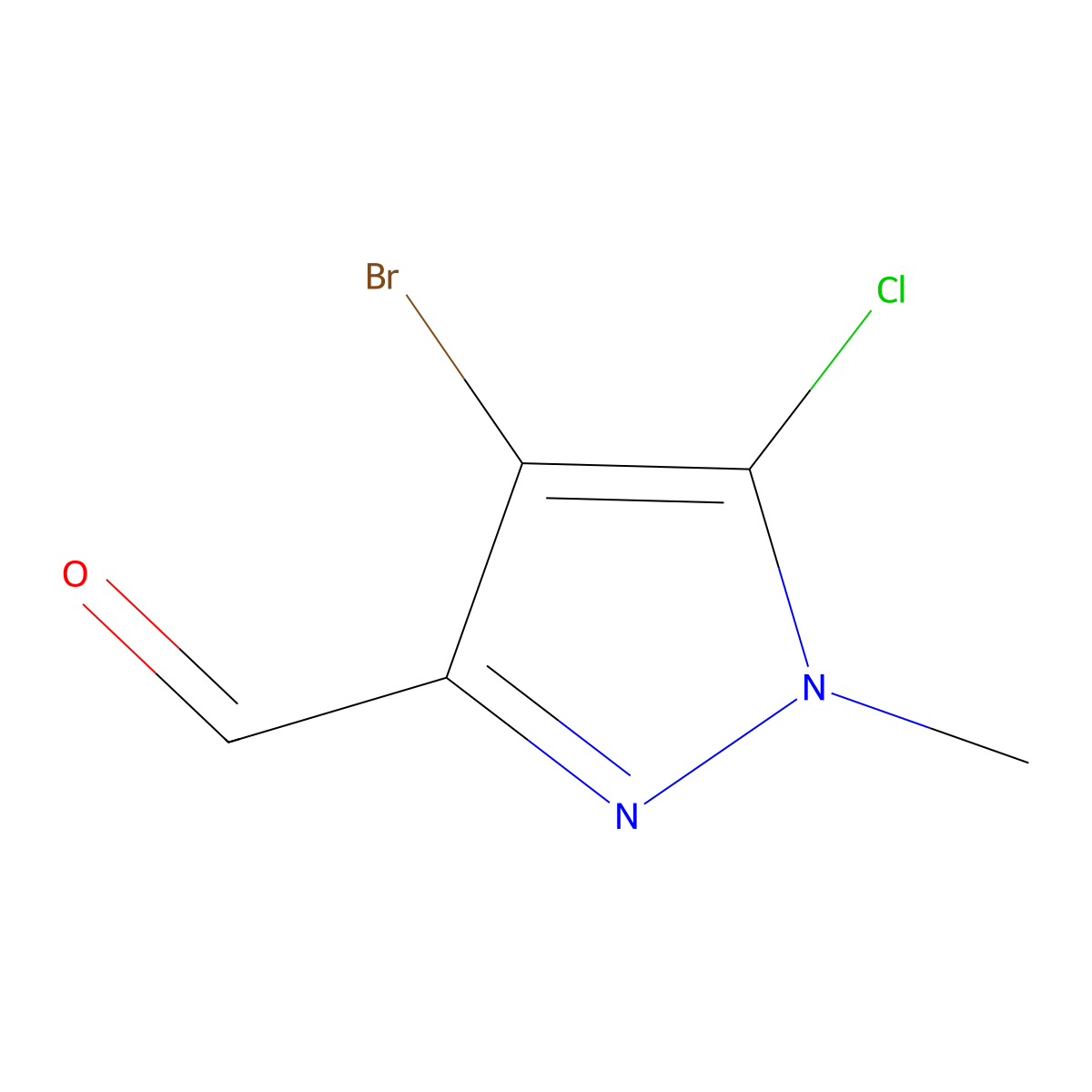 4-Bromo-5-chloro-1-methyl-1H-pyrazole-3-carbaldehyde molecular structure, CAS 2225146-35-8