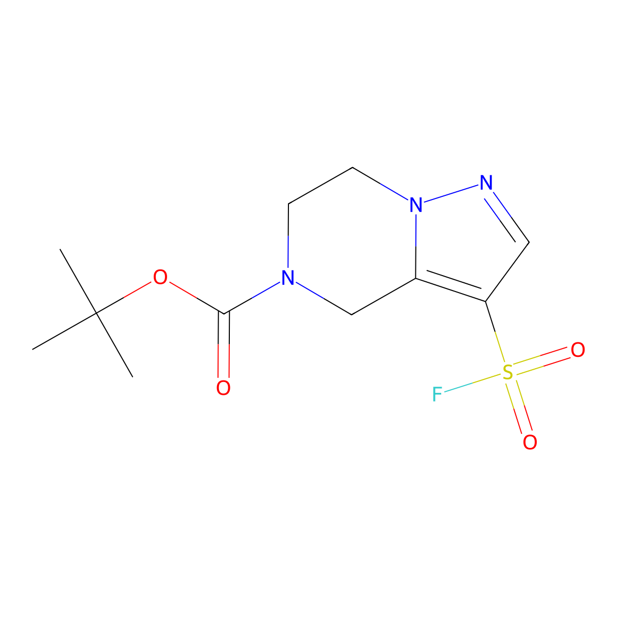 tert-butyl 3-(fluorosulfonyl)-4H,5H,6H,7H-pyrazolo[1,5-a]pyrazine-5-carboxylate molecular structure, CAS 2225146-40-5
