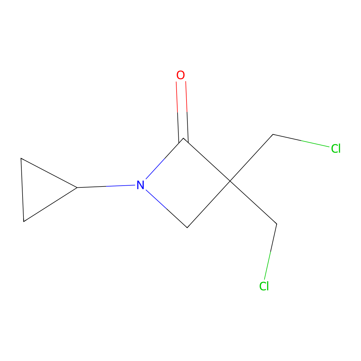 3,3-Bis(chloromethyl)-1-cyclopropylazetidin-2-one molecular structure, CAS 2225146-41-6