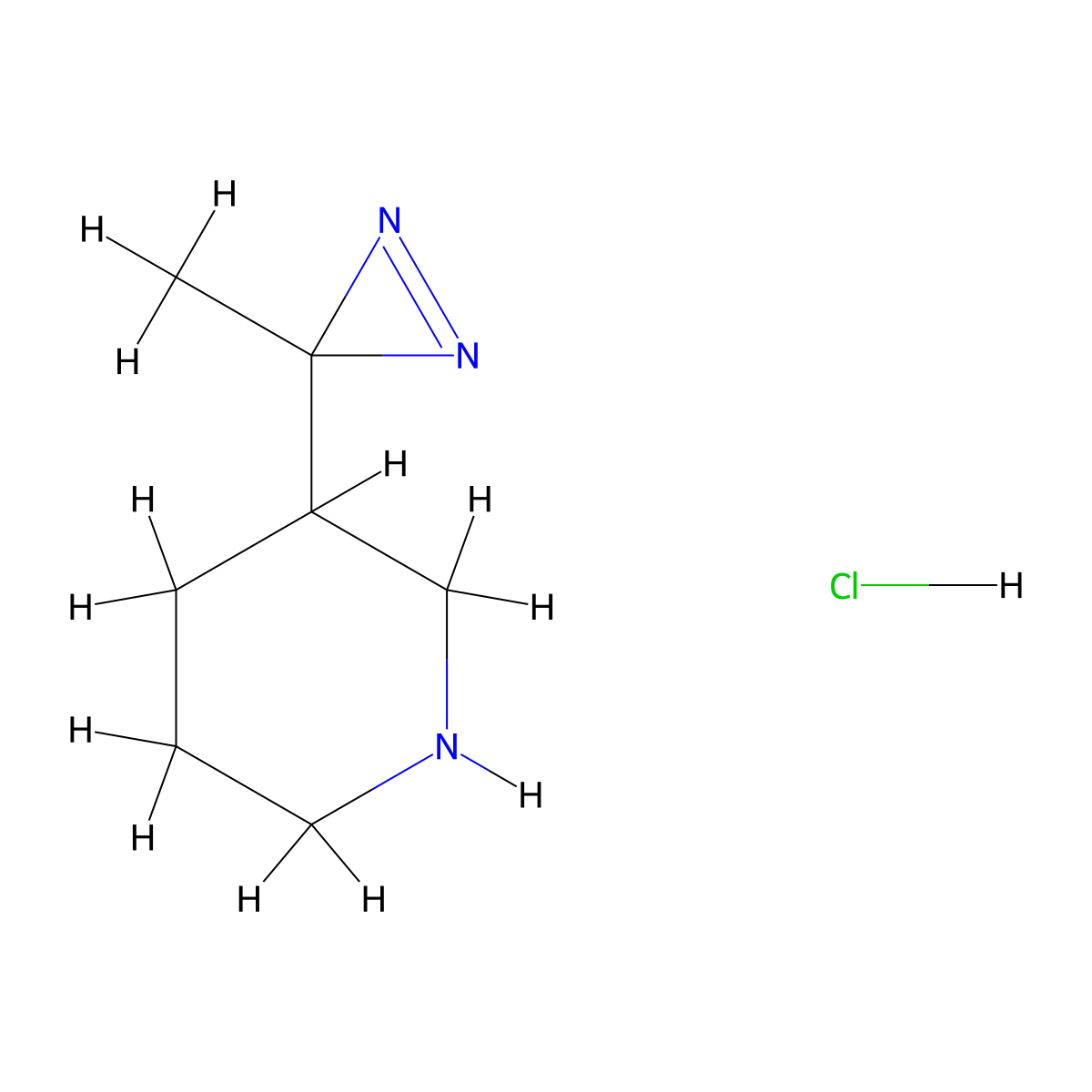 3-(3-methyl-3H-diazirin-3-yl)piperidine hydrochloride molecular structure, CAS 2225146-55-2