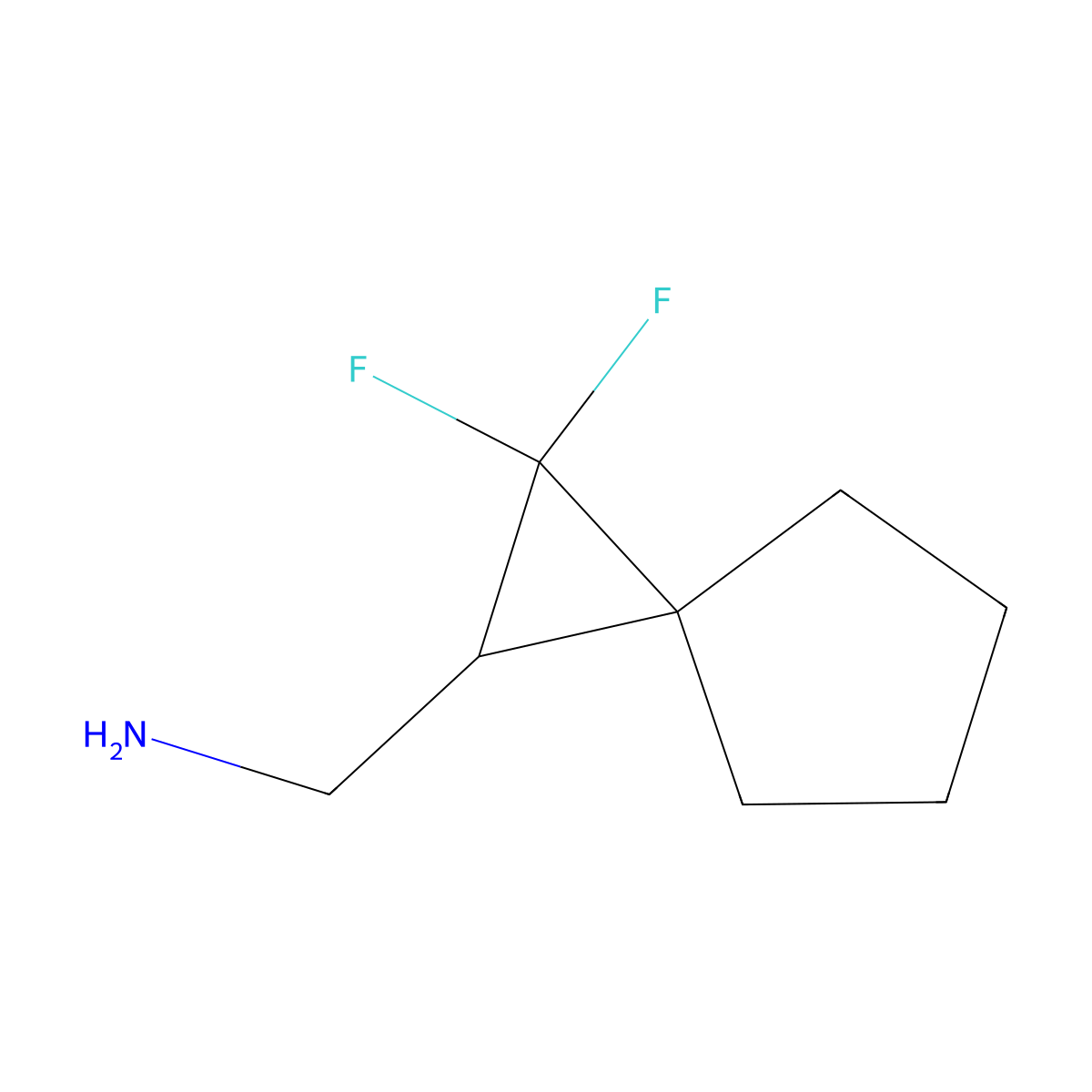 (2,2-Difluorospiro(2.4)heptan-1-yl)methanamine molecular structure, CAS 2225146-58-5