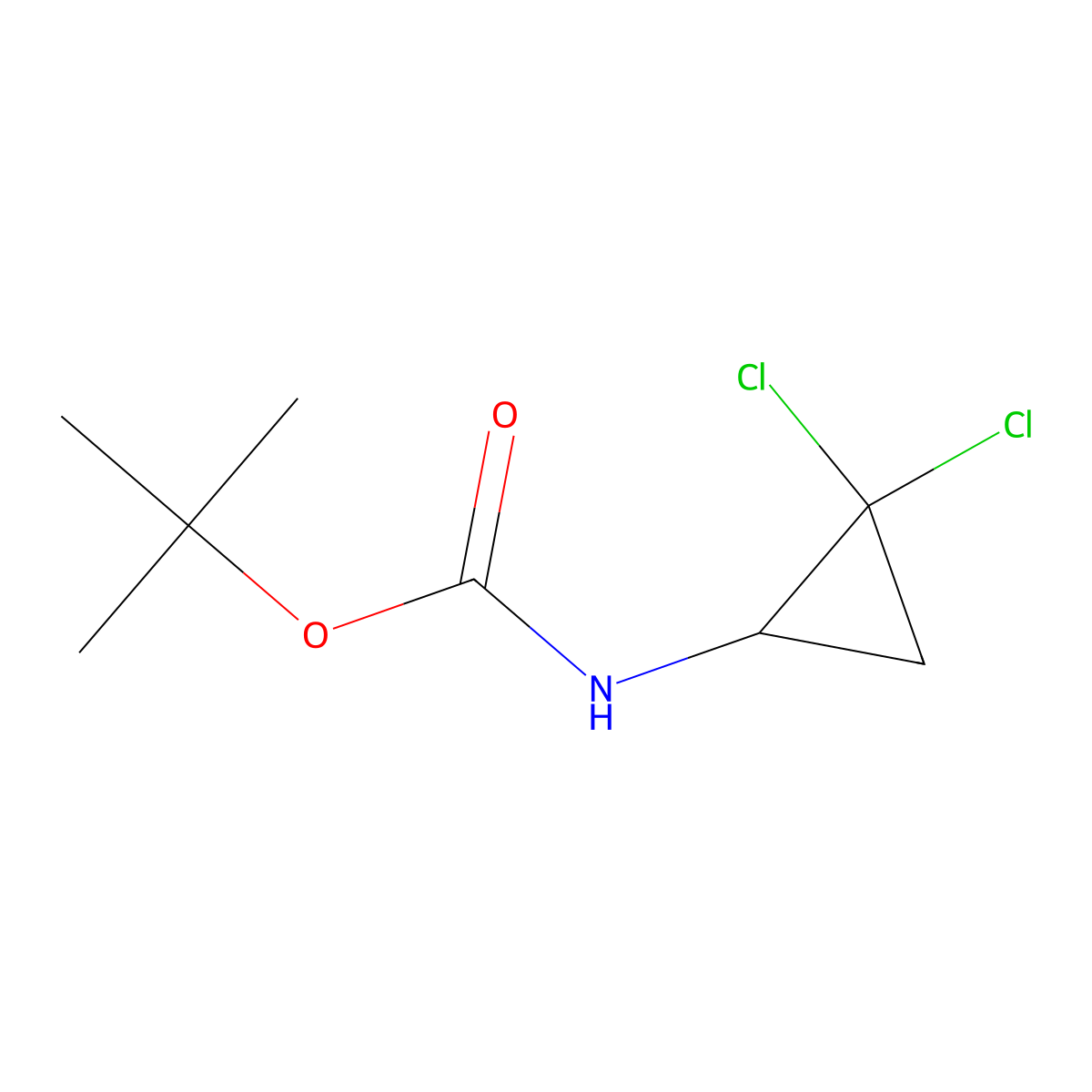 tert-butyl N-(2,2-dichlorocyclopropyl)carbamate molecular structure, CAS 2225146-59-6