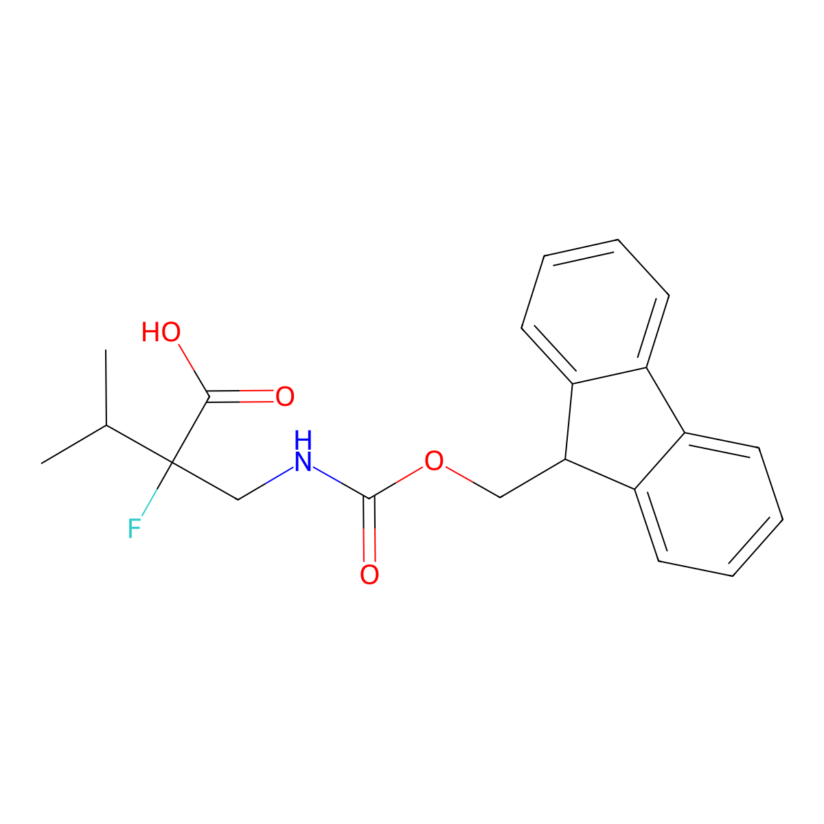 2-[({[(9H-fluoren-9-yl)methoxy]carbonyl}amino)methyl]-2-fluoro-3-methylbutanoic acid molecular structure, CAS 2225146-60-9