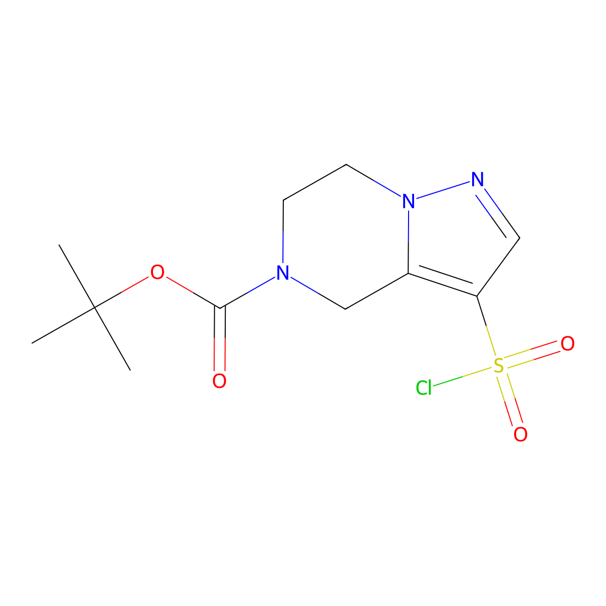 Tert-butyl 3-(chlorosulfonyl)-4h,5h,6h,7h-pyrazolo[1,5-a]pyrazine-5-carboxylate molecular structure, CAS 2225146-66-5