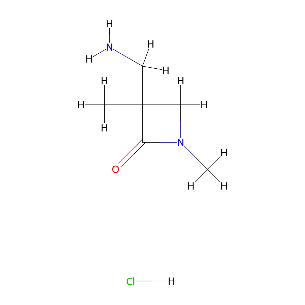 3-(Aminomethyl)-1,3-dimethylazetidin-2-one hydrochloride molecular structure, CAS 2225146-71-2