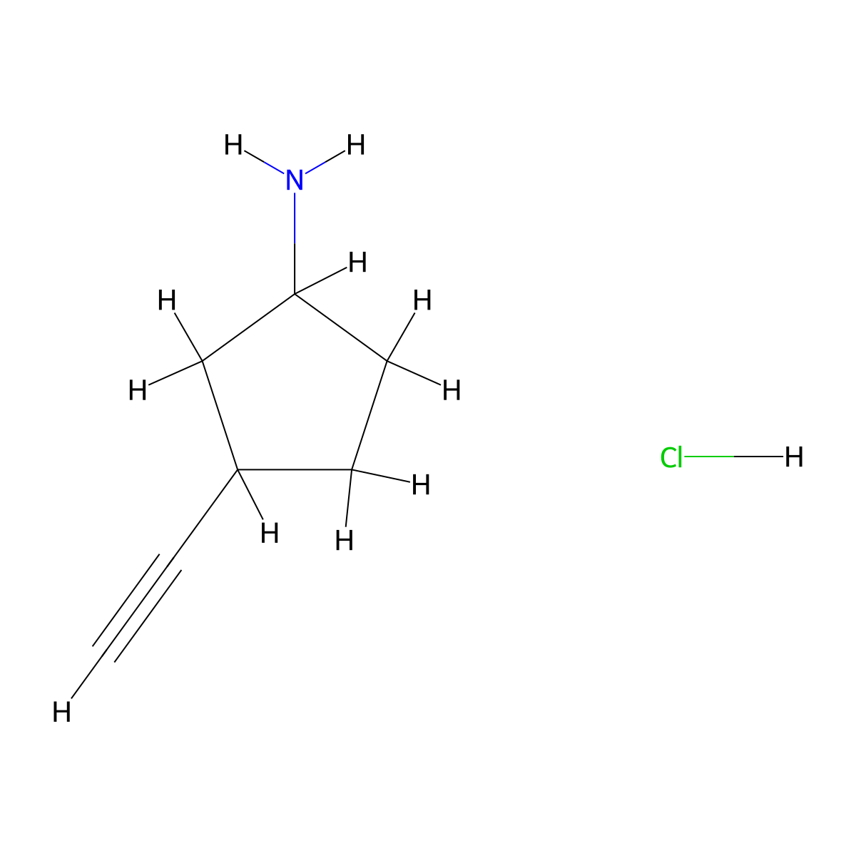 3-Ethynylcyclopentan-1-amine hydrochloride molecular structure, CAS 2225146-73-4