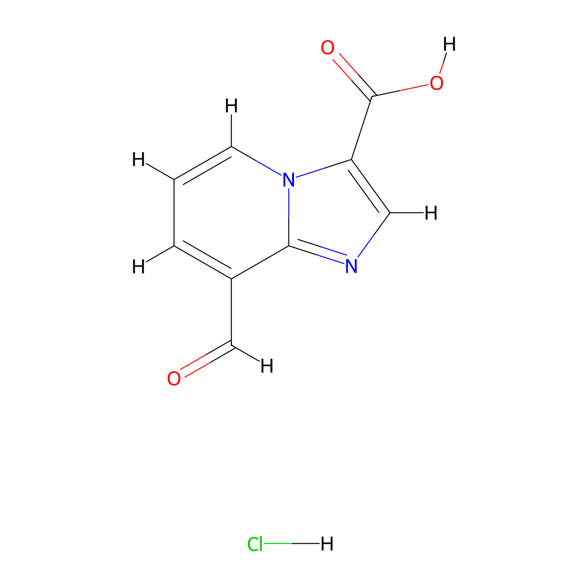 8-Formylimidazo[1,2-a]pyridine-3-carboxylic acid hydrochloride molecular structure, CAS 2225146-81-4