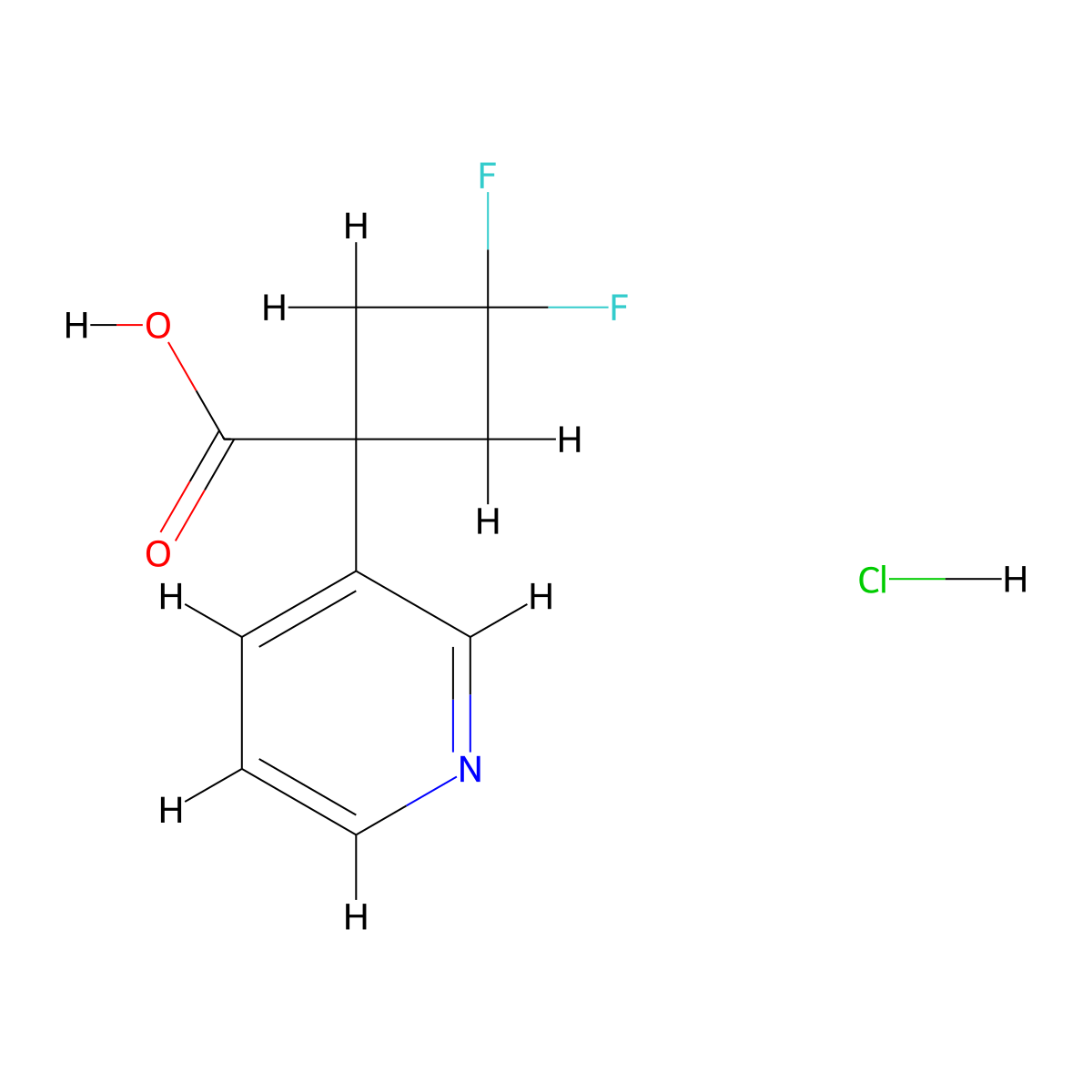 3,3-Difluoro-1-(pyridin-3-yl)cyclobutane-1-carboxylic acid hydrochloride molecular structure, CAS 2225146-93-8