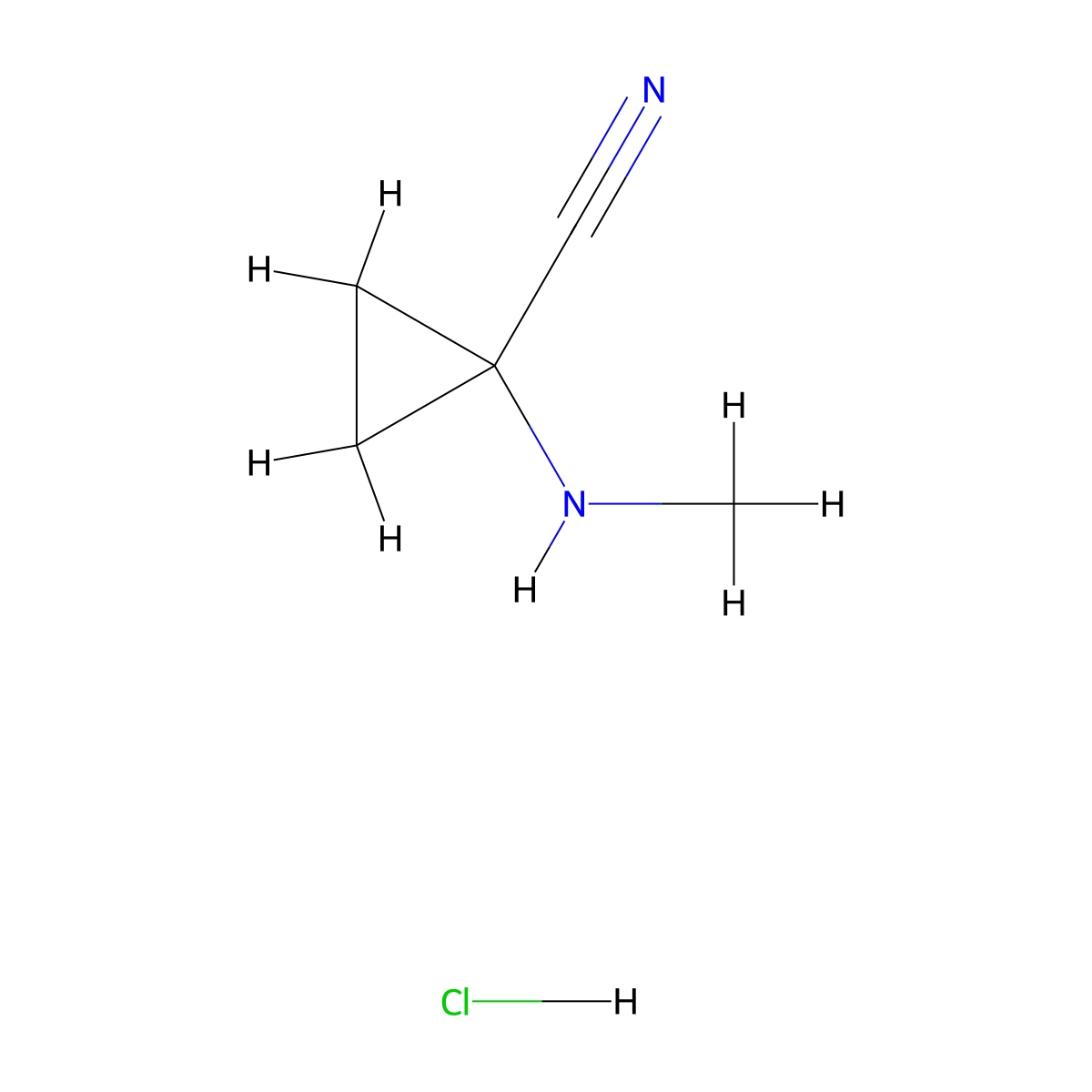1-(Methylamino)cyclopropane-1-carbonitrile hydrochloride molecular structure, CAS 2225146-97-2
