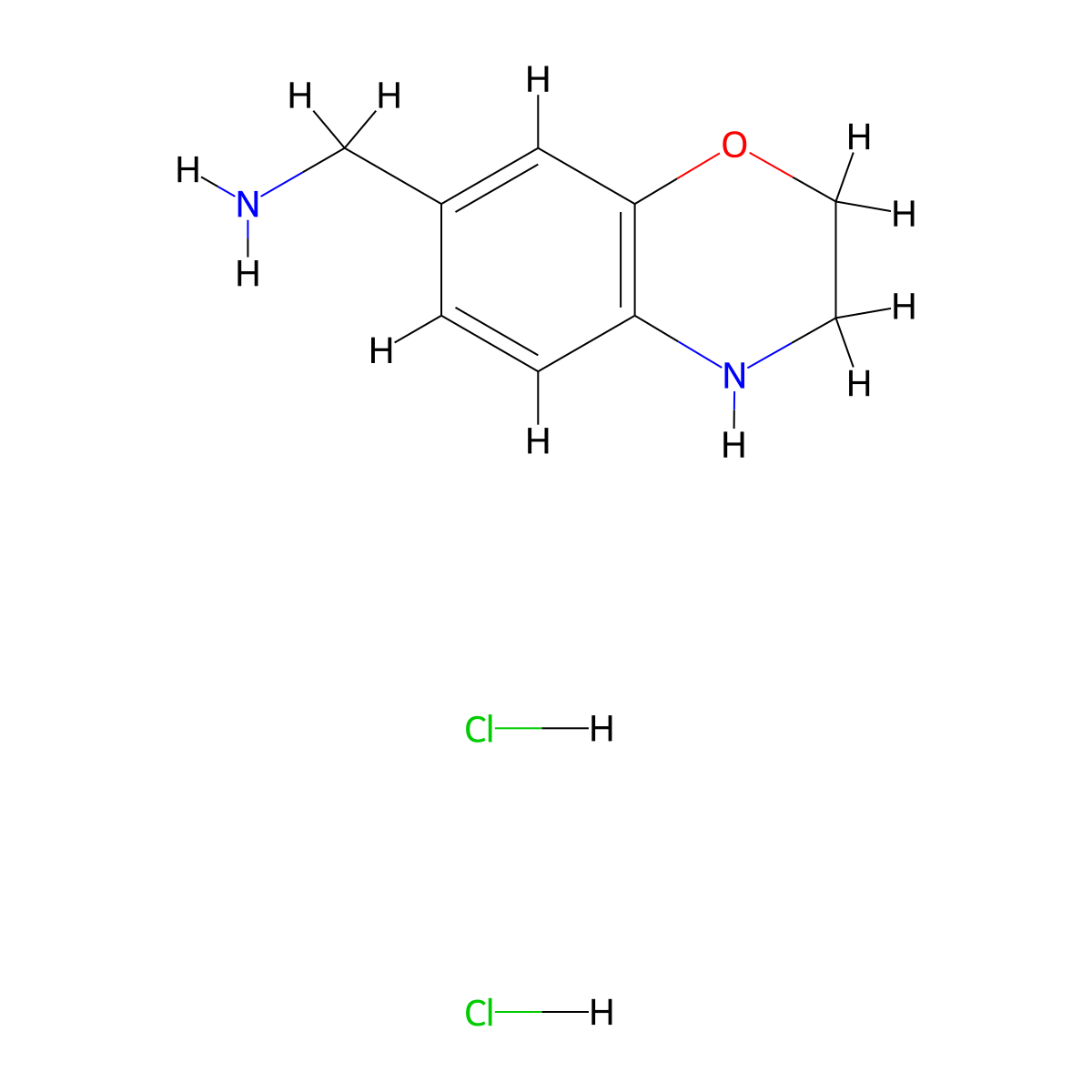 (3,4-dihydro-2H-1,4-benzoxazin-7-yl)methanamine dihydrochloride molecular structure, CAS 2225146-99-4
