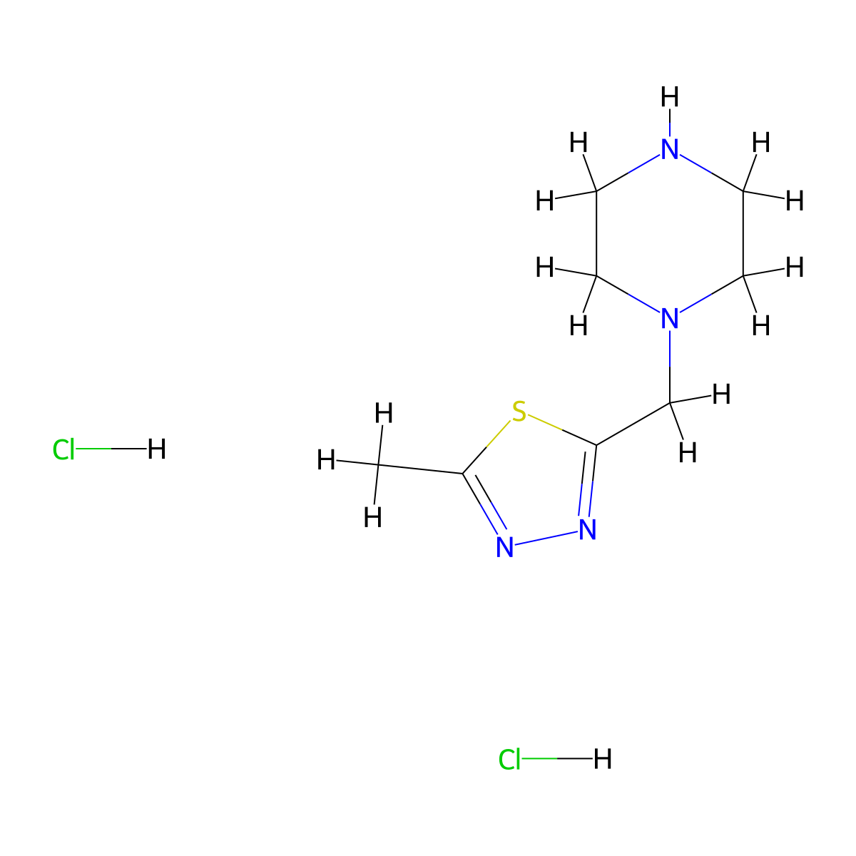 1-[(5-Methyl-1,3,4-thiadiazol-2-yl)methyl]piperazine dihydrochloride molecular structure, CAS 2225147-02-2