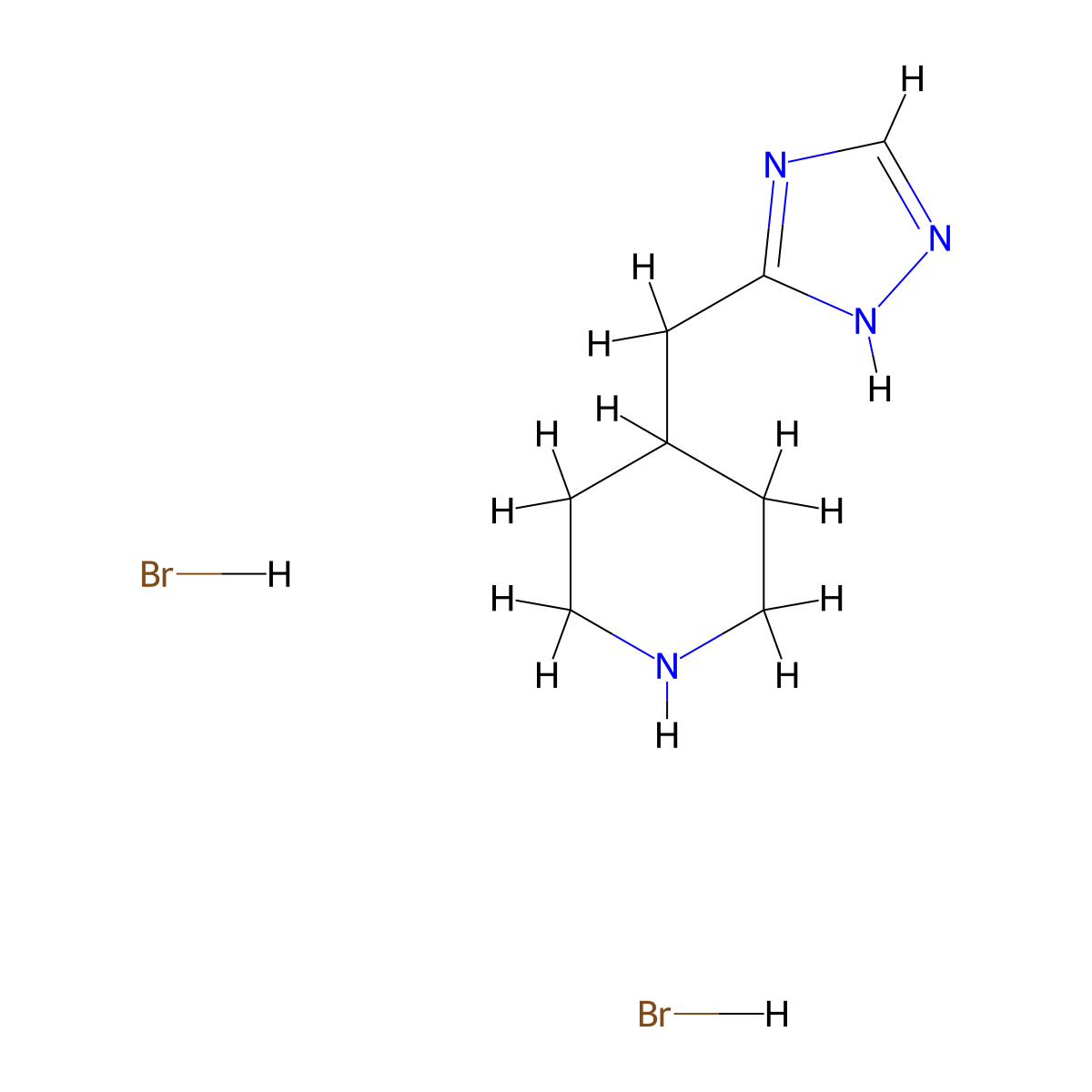 4-[(1H-1,2,4-triazol-3-yl)methyl]piperidine dihydrobromide molecular structure, CAS 2225147-04-4