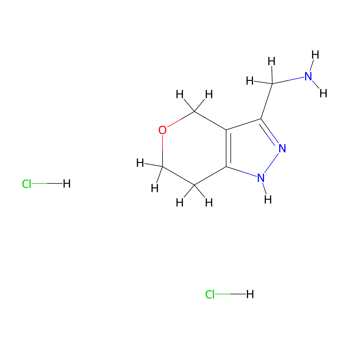 {1H,4H,6H,7H-pyrano[4,3-c]pyrazol-3-yl}methanamine dihydrochloride molecular structure, CAS 2225147-09-9
