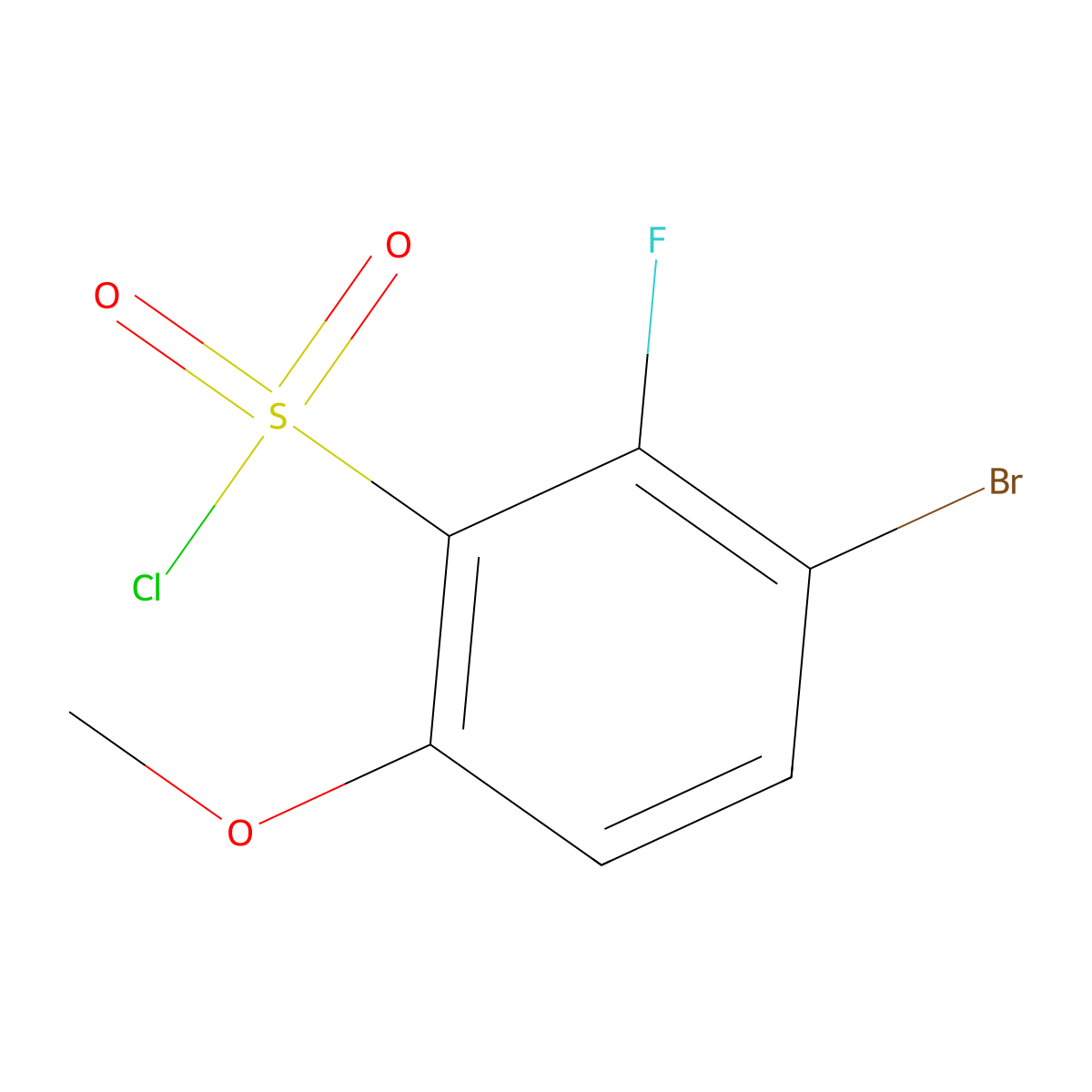 3-Bromo-2-fluoro-6-methoxybenzene-1-sulfonyl chloride molecular structure, CAS 2225147-18-0