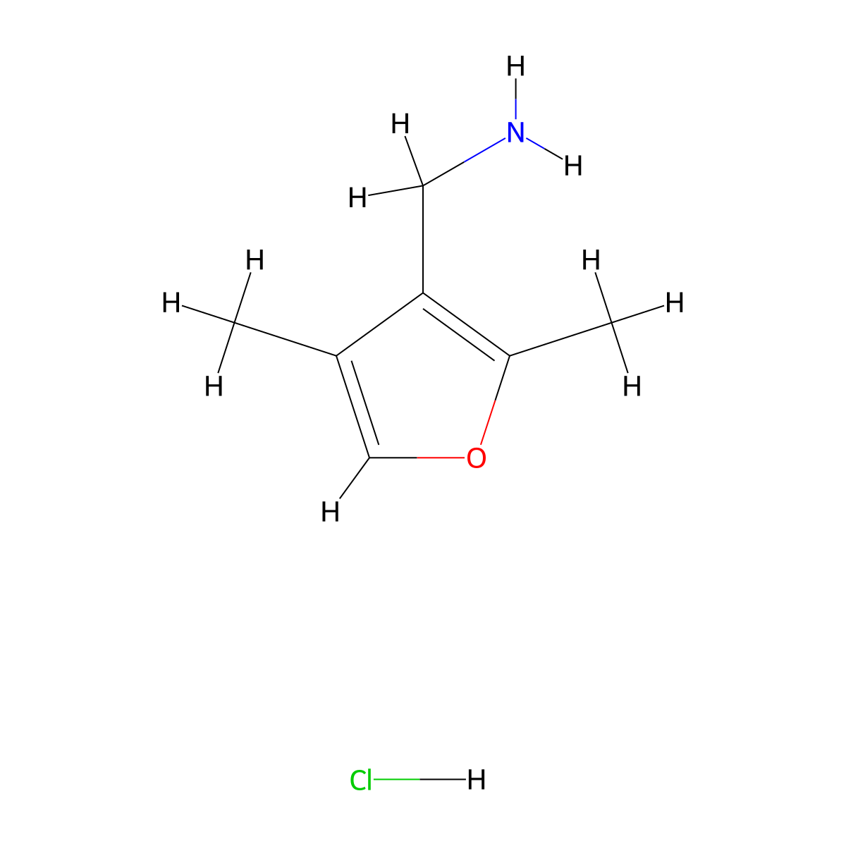 (2,4-Dimethylfuran-3-yl)methanamine hydrochloride molecular structure, CAS 2225147-31-7
