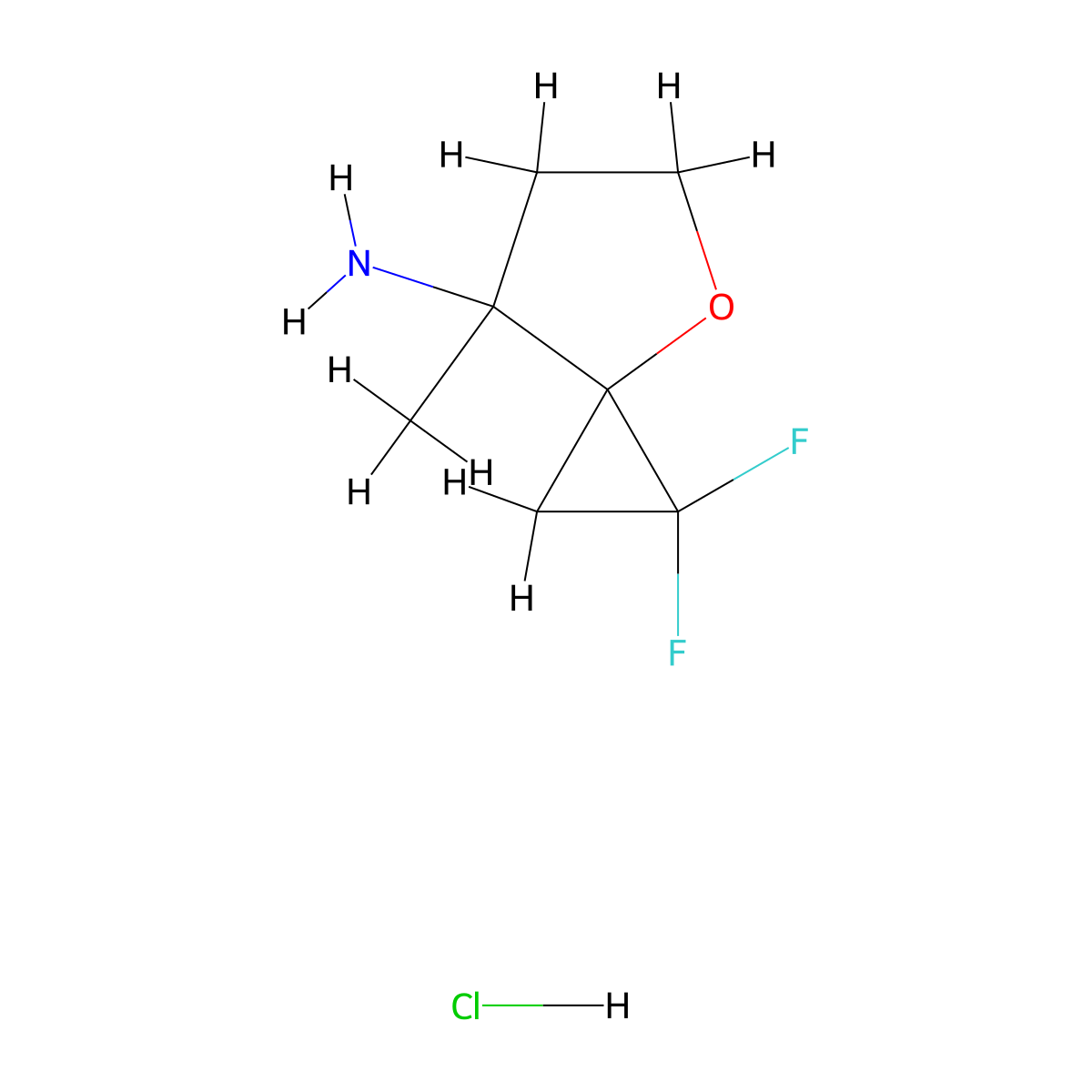 1,1-Difluoro-7-methyl-4-oxaspiro(2.4)heptan-7-amine hydrochloride molecular structure, CAS 2225147-33-9