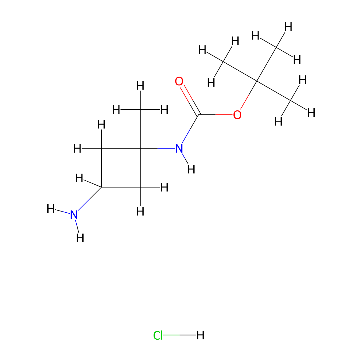 tert-butyl N-(3-amino-1-methylcyclobutyl)carbamate hydrochloride molecular structure, CAS 2225147-36-2
