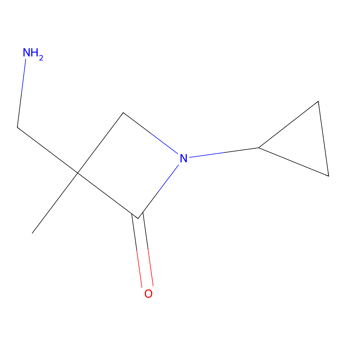 3-(Aminomethyl)-1-cyclopropyl-3-methylazetidin-2-one molecular structure, CAS 2225147-45-3