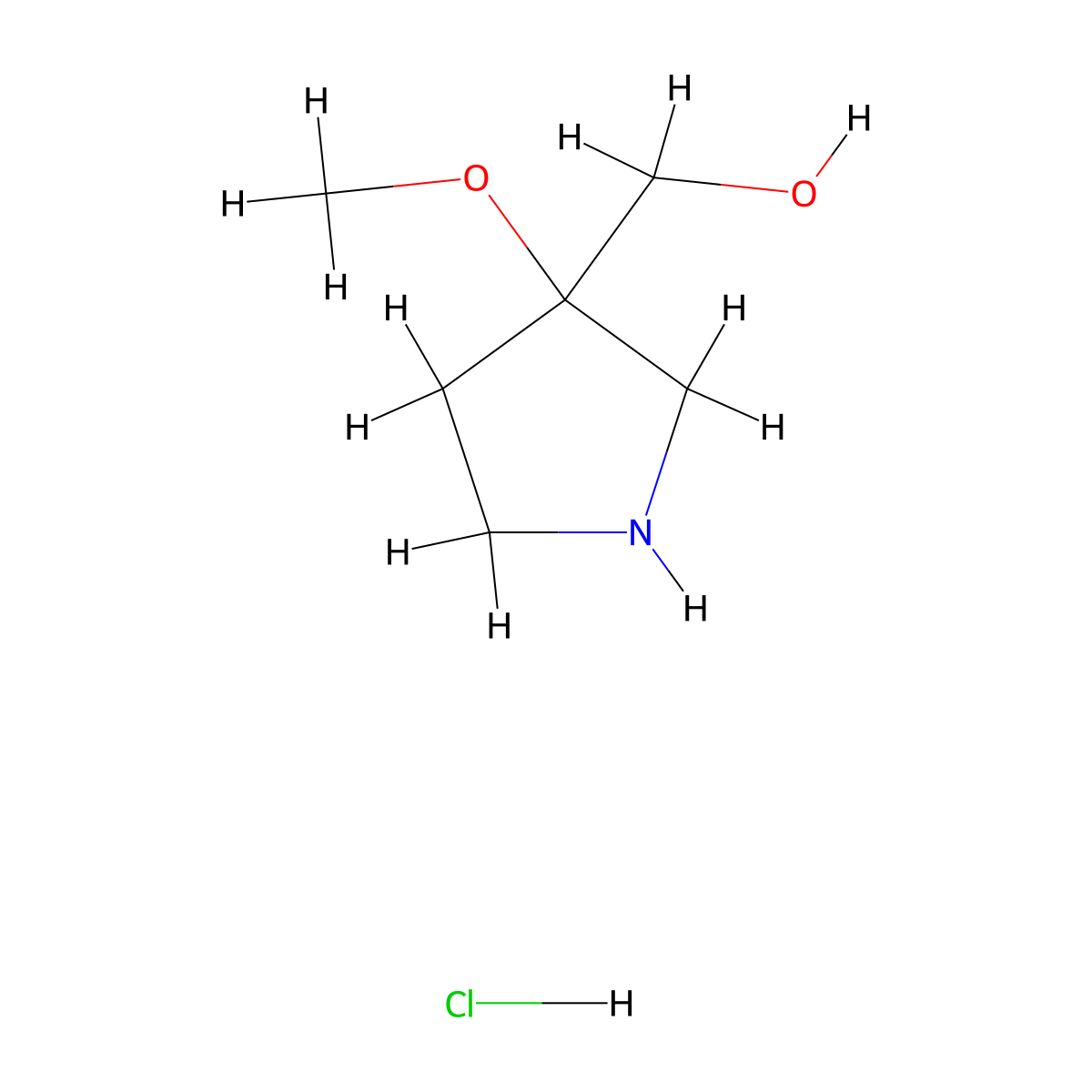 (3-Methoxypyrrolidin-3-yl)methanol hydrochloride molecular structure, CAS 2225147-53-3