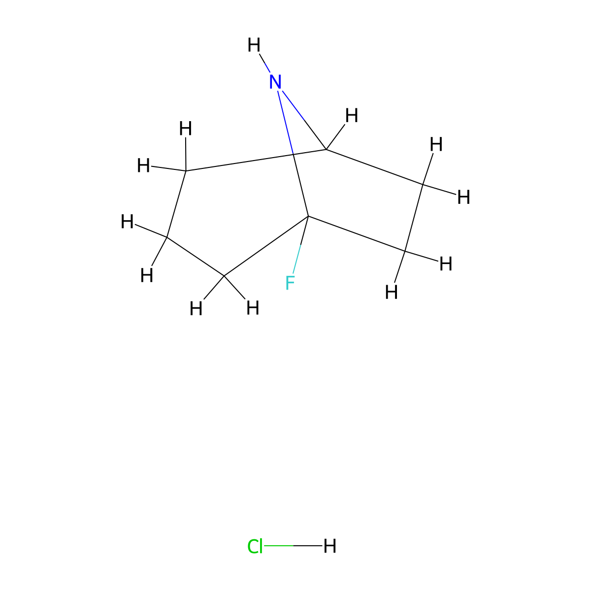 1-Fluoro-8-azabicyclo[3.2.1]octane hydrochloride molecular structure, CAS 2225147-56-6