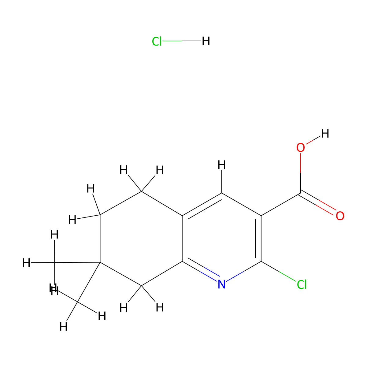 2-Chloro-7,7-dimethyl-5,6,7,8-tetrahydroquinoline-3-carboxylic acid hydrochloride molecular structure, CAS 2225147-60-2