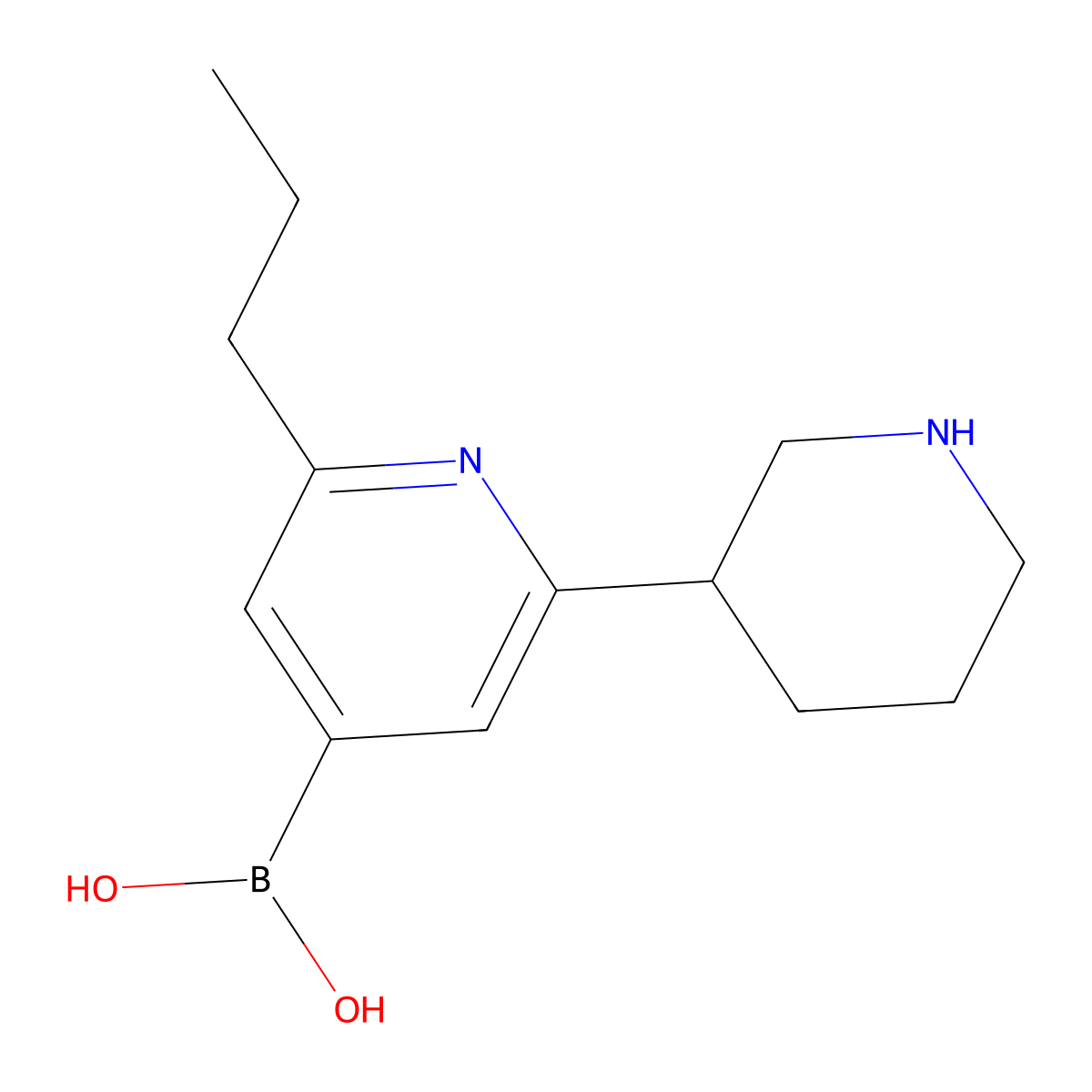 (2-(Piperidin-3-yl)-6-propylpyridin-4-yl)boronic acid molecular structure, CAS 2225151-63-1