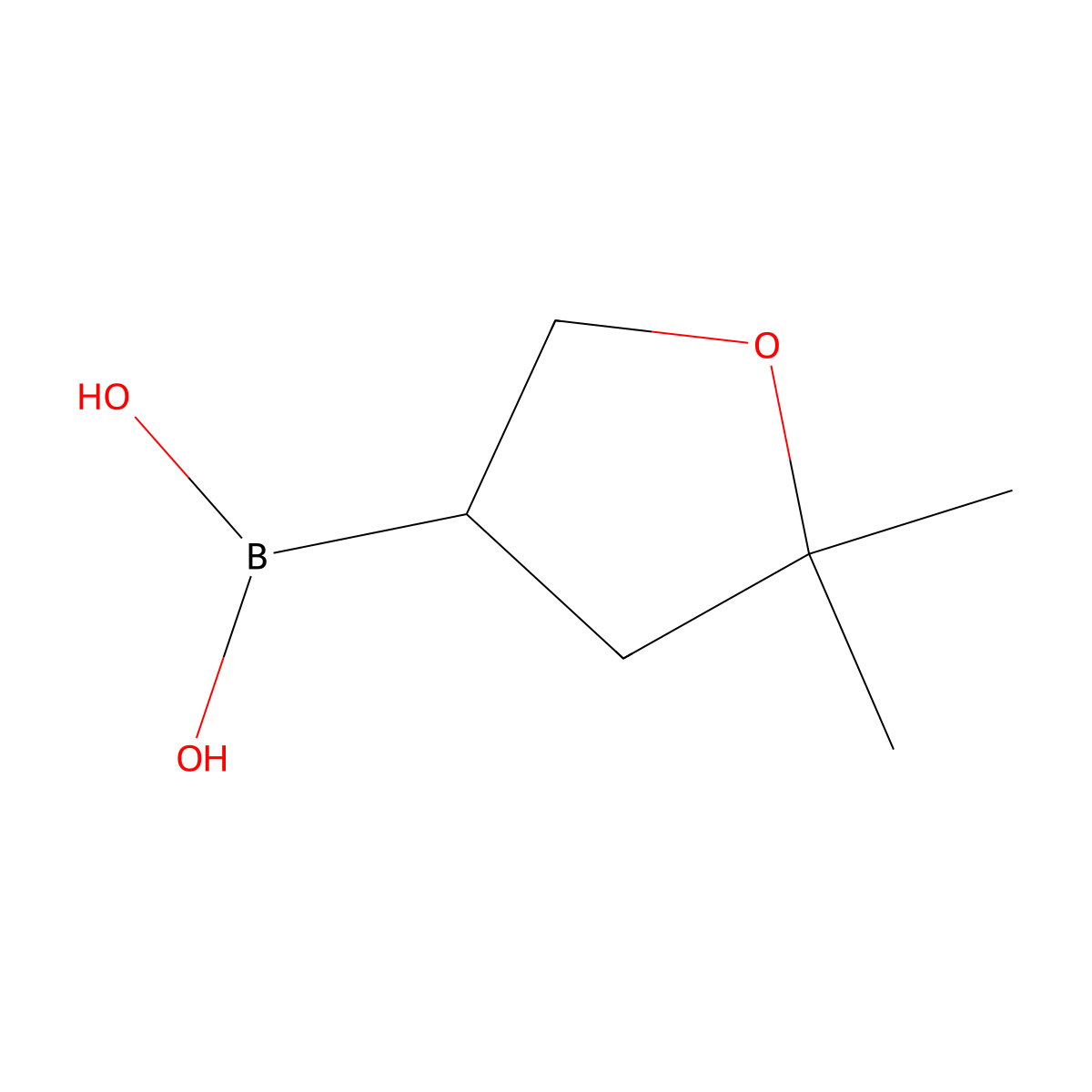 (5,5-Dimethyltetrahydrofuran-3-yl)boronic acid molecular structure, CAS 2225151-72-2