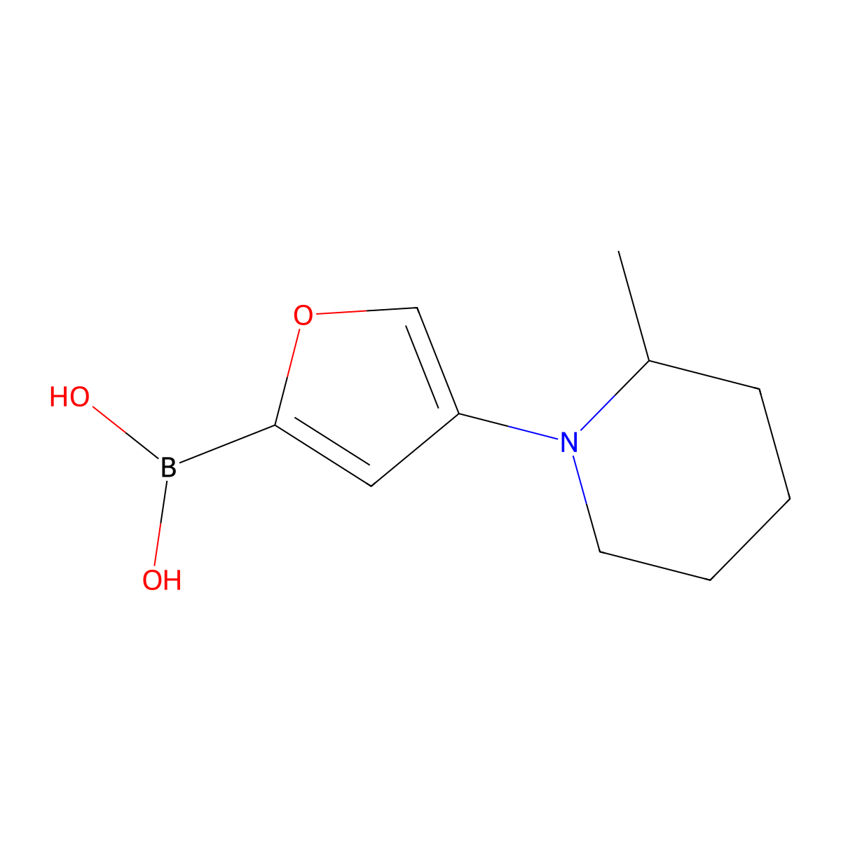 4-(2-Methylpiperidin-1-yl)furan-2-boronic acid molecular structure, CAS 2225151-73-3