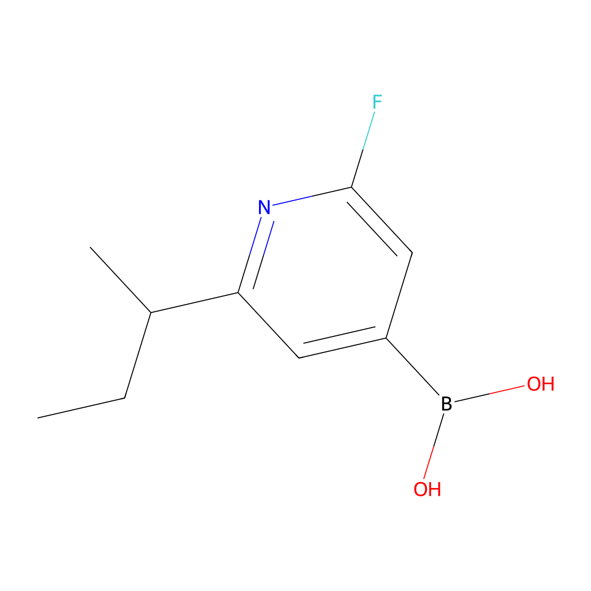 (2-(sec-Butyl)-6-fluoropyridin-4-yl)boronic acid molecular structure, CAS 2225151-74-4
