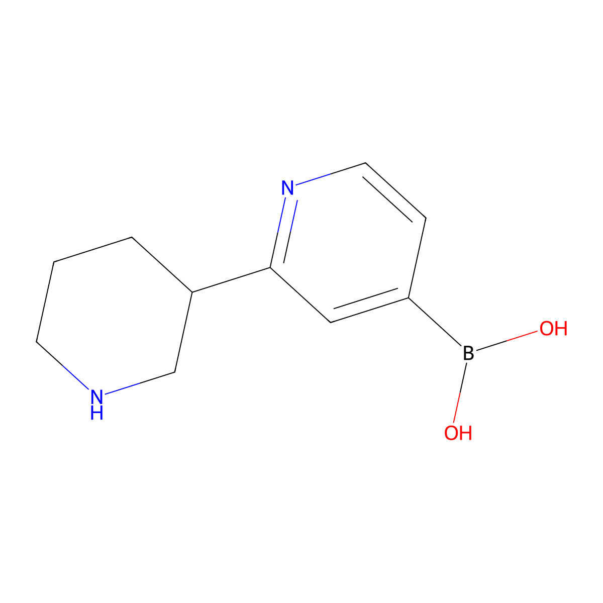 2-(Piperidin-3-yl)pyridine-4-boronic acid molecular structure, CAS 2225151-78-8
