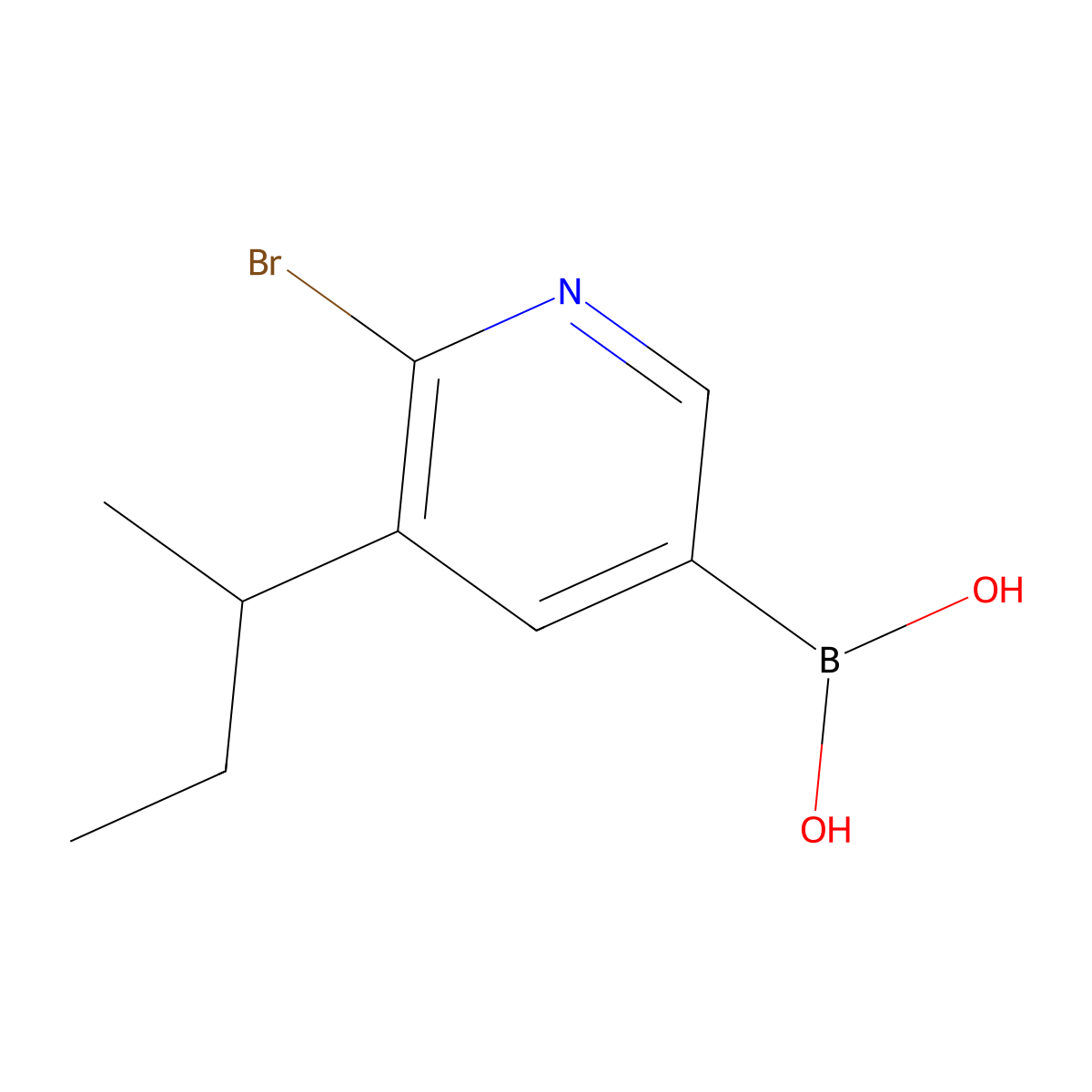 6-Bromo-5-(sec-butyl)pyridine-3-boronic acid molecular structure, CAS 2225151-79-9