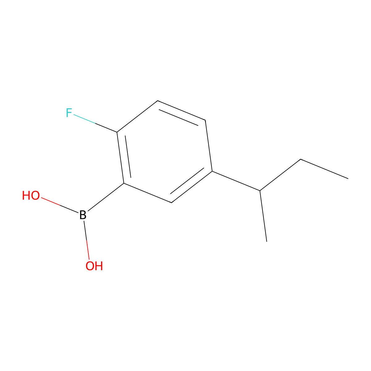 (5-(sec-Butyl)-2-fluorophenyl)boronic acid molecular structure, CAS 2225151-83-5