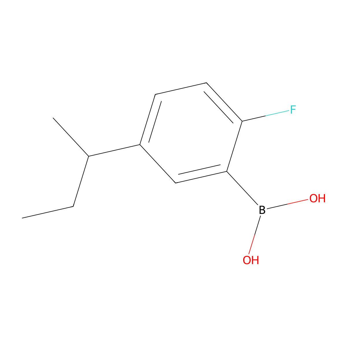 (5-(sec-Butyl)-2-fluorophenyl)boronic acid molecular structure, CAS 2225151-83-5