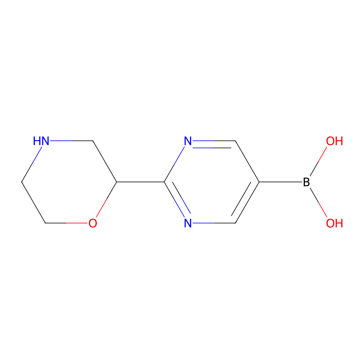 (2-(Morpholin-2-yl)pyrimidin-5-yl)boronic acid molecular structure, CAS 2225151-91-5