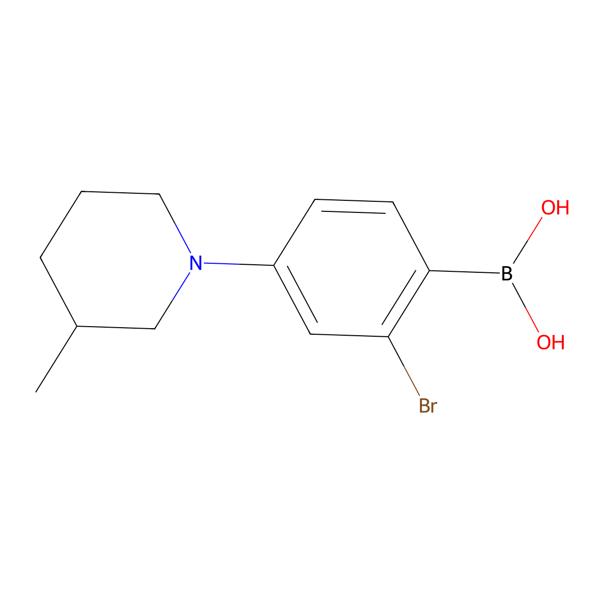(2-Bromo-4-(3-methylpiperidin-1-yl)phenyl)boronic acid molecular structure, CAS 2225151-94-8