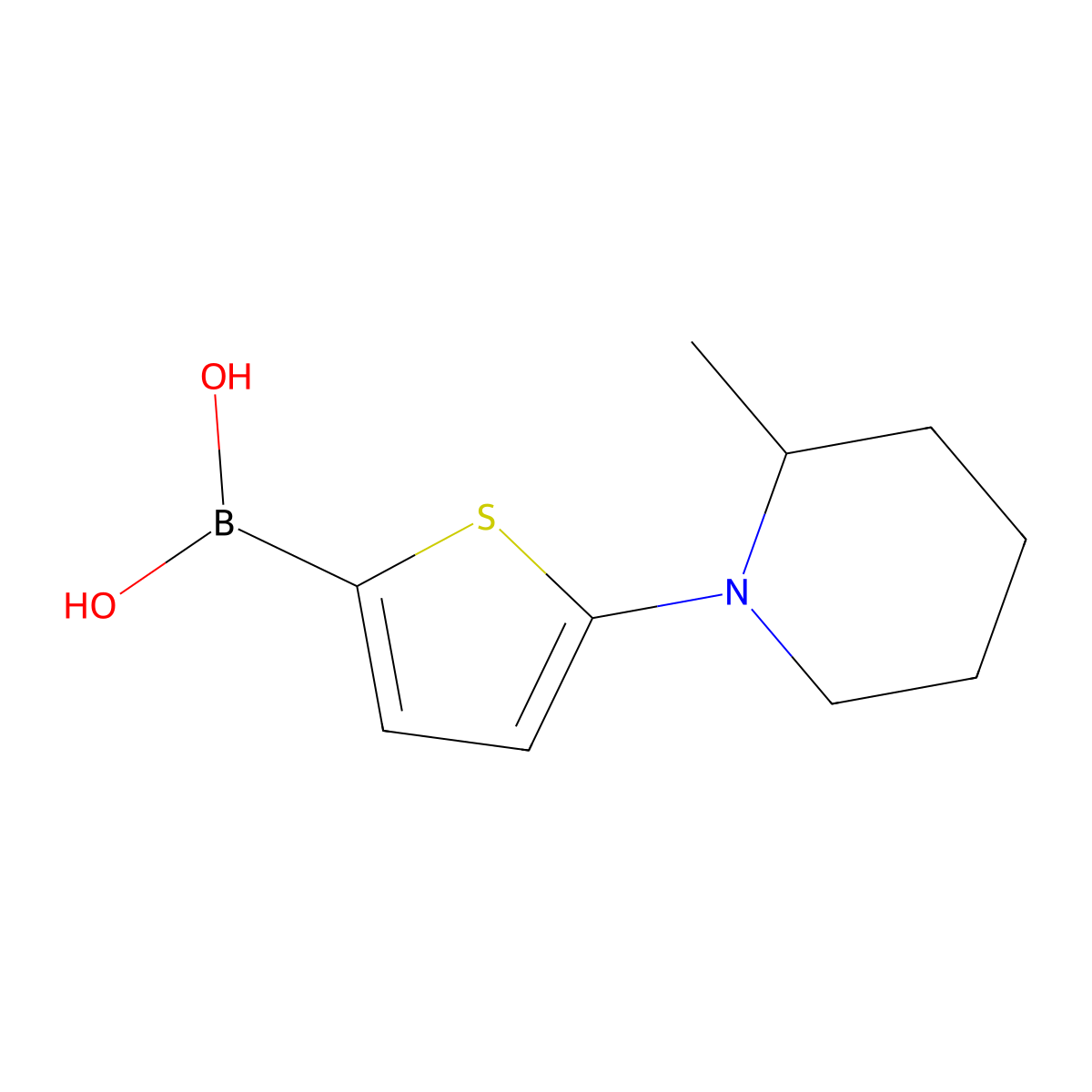 (5-(2-Methylpiperidin-1-yl)thiophen-2-yl)boronic acid molecular structure, CAS 2225151-99-3