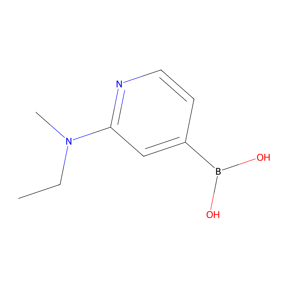 (2-(Ethyl(methyl)amino)pyridin-4-yl)boronic acid molecular structure, CAS 2225152-03-2