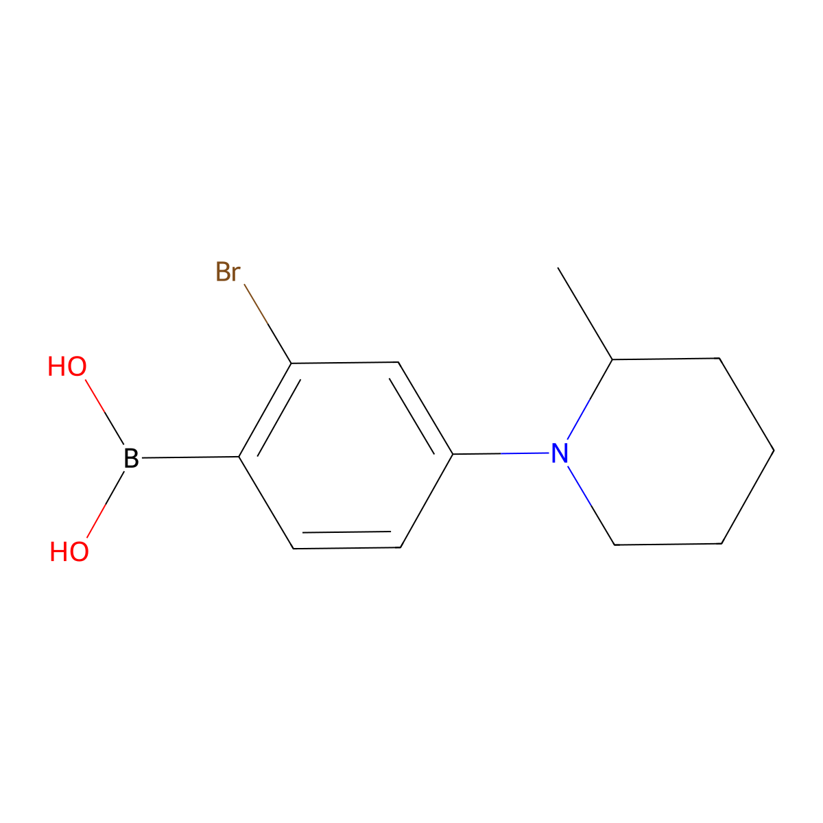 (2-Bromo-4-(2-methylpiperidin-1-yl)phenyl)boronic acid molecular structure, CAS 2225152-05-4