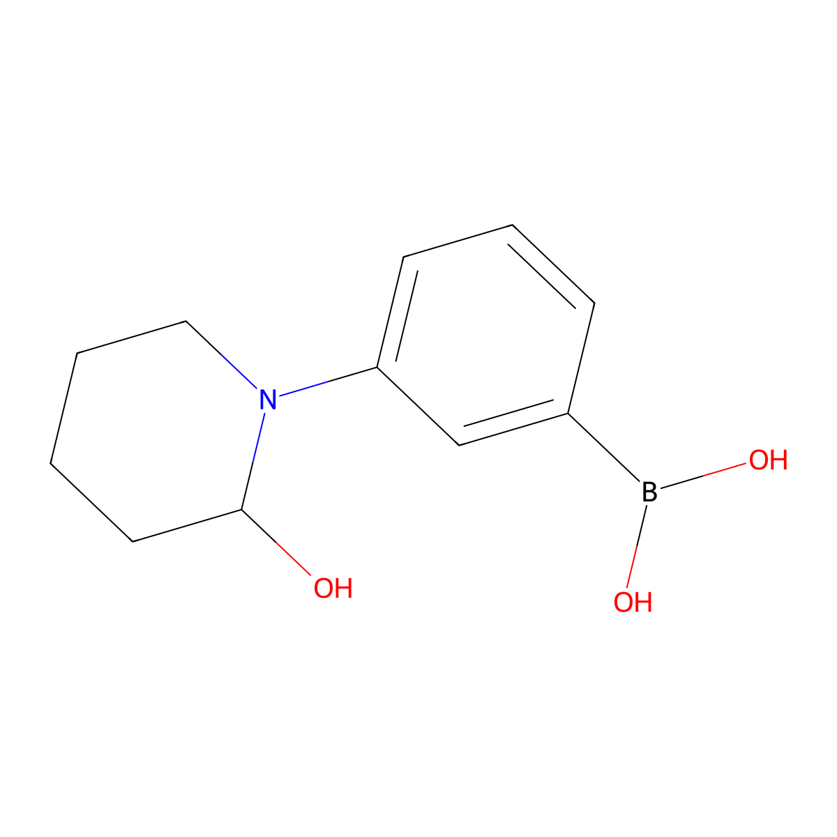 3-(2-Hydroxypiperidino)phenylboronic acid molecular structure, CAS 2225152-09-8