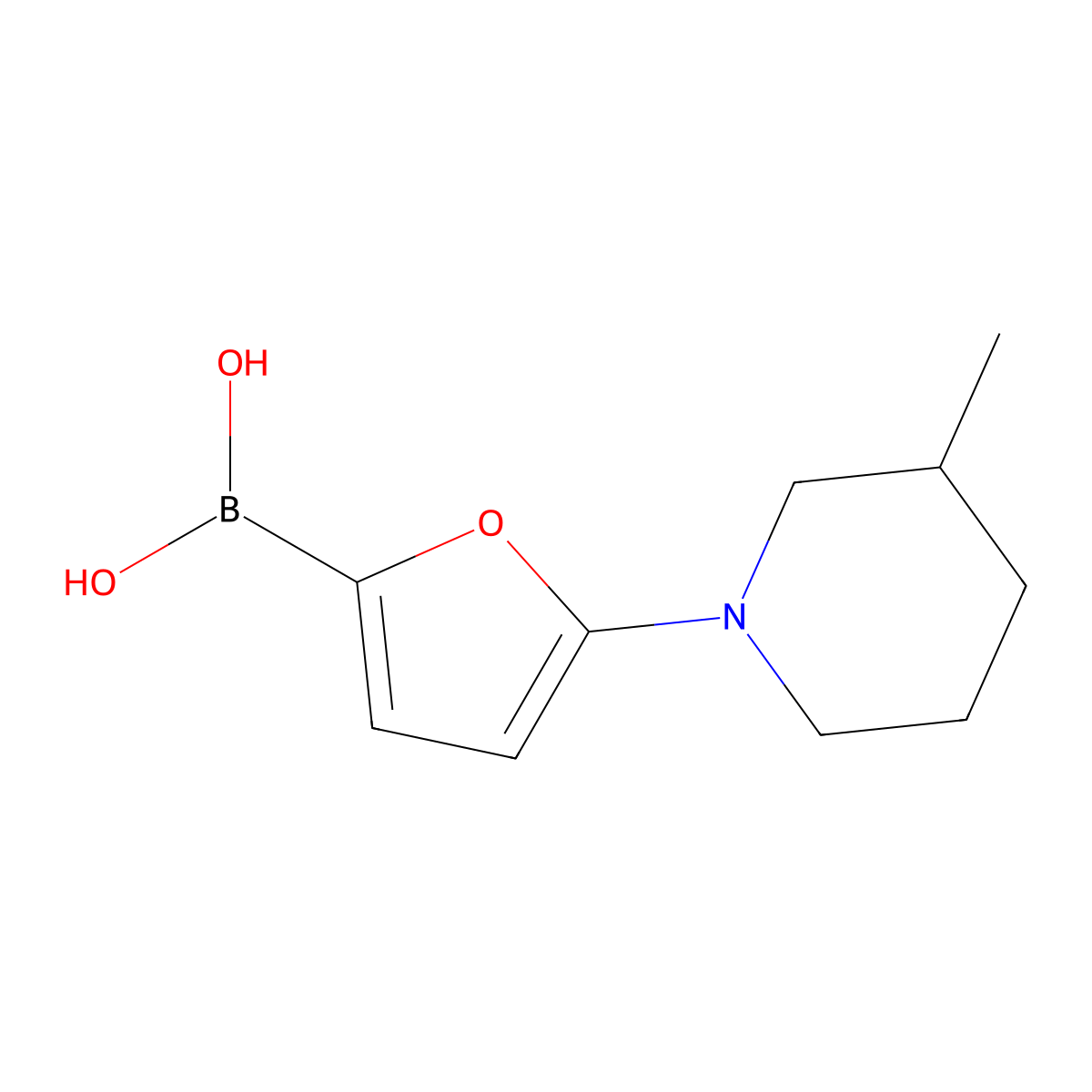5-(3-Methylpiperidin-1-yl)furan-2-boronic acid molecular structure, CAS 2225152-11-2