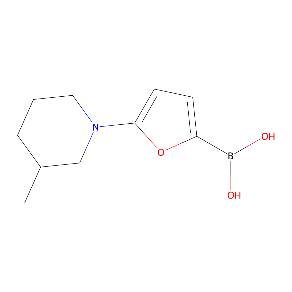 5-(3-Methylpiperidin-1-yl)furan-2-boronic acid molecular structure, CAS 2225152-11-2