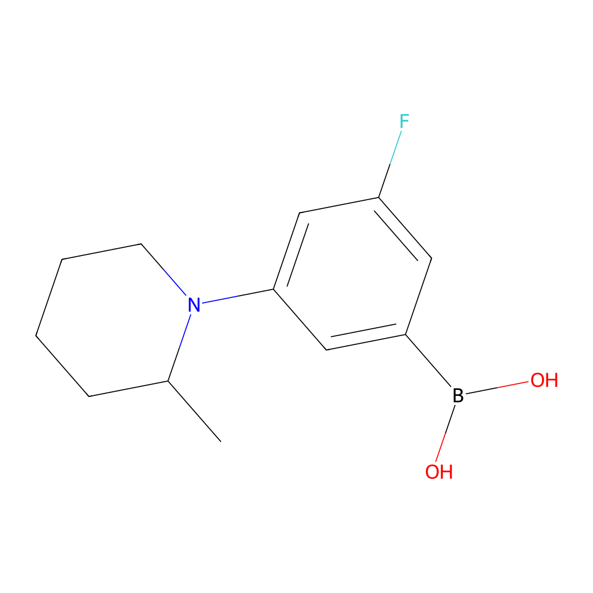 (3-Fluoro-5-(2-methylpiperidin-1-yl)phenyl)boronic acid molecular structure, CAS 2225152-17-8