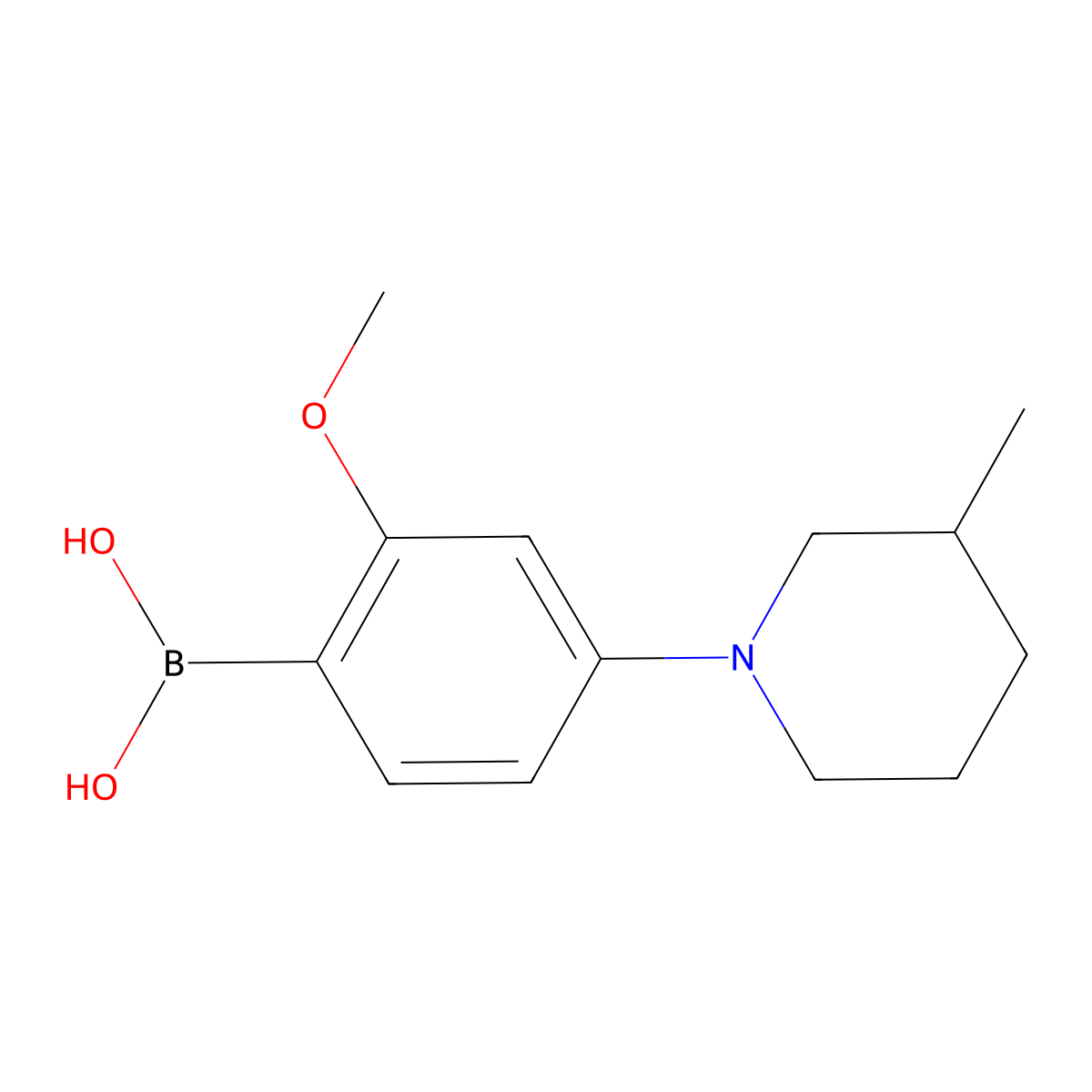 (2-Methoxy-4-(3-methylpiperidin-1-yl)phenyl)boronic acid molecular structure, CAS 2225152-18-9