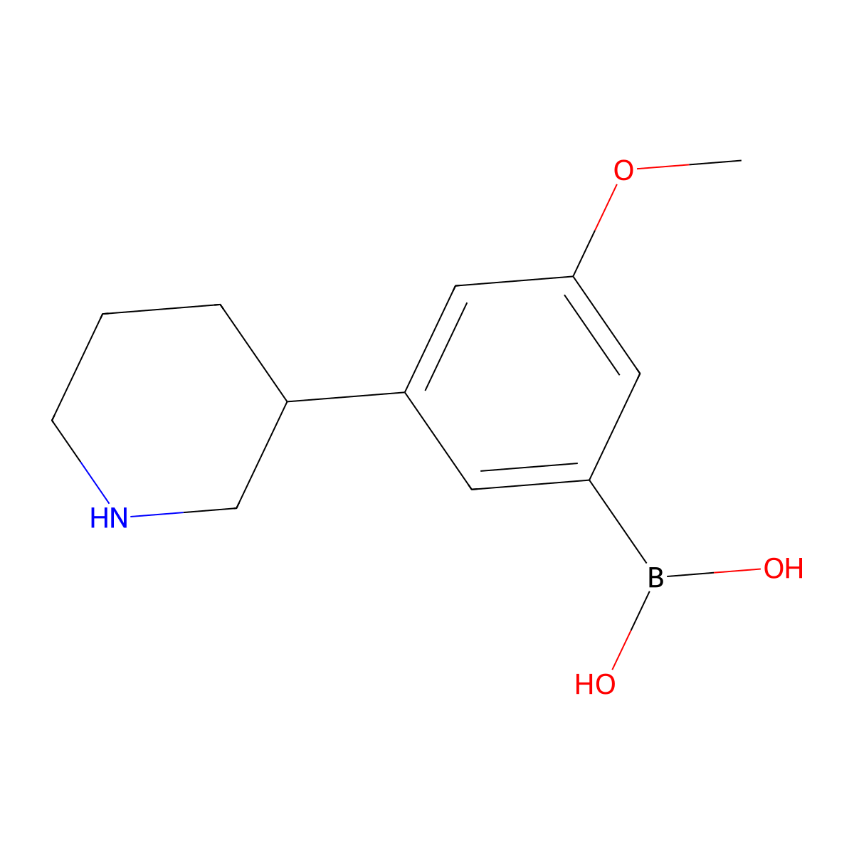 (3-Methoxy-5-(piperidin-3-yl)phenyl)boronic acid molecular structure, CAS 2225152-21-4